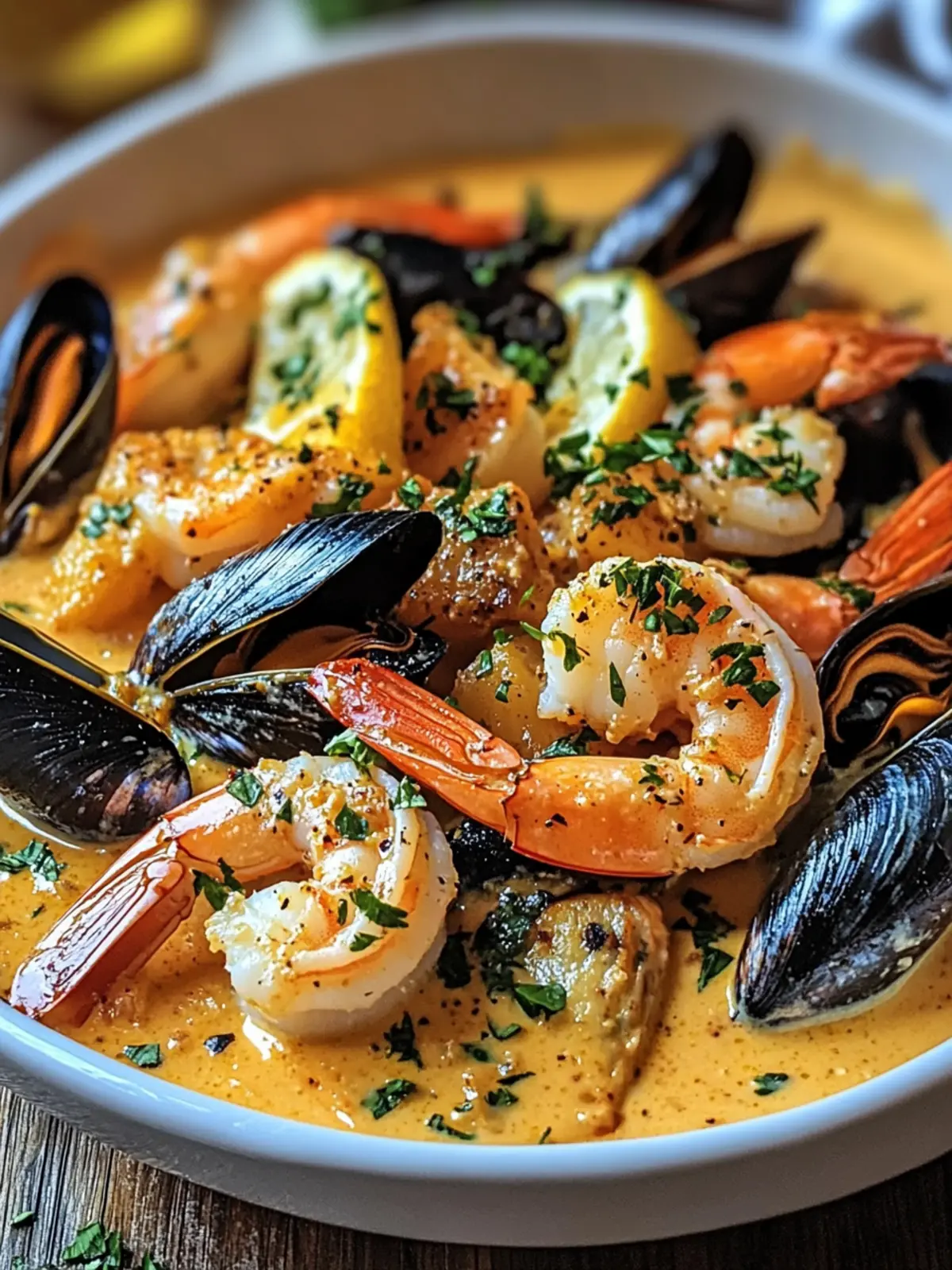 Creamy Garlic Shrimp and Mussels: A Deliciously Simple Delight 4 Shrimp and Mussels in Creamy Garlic Sauce