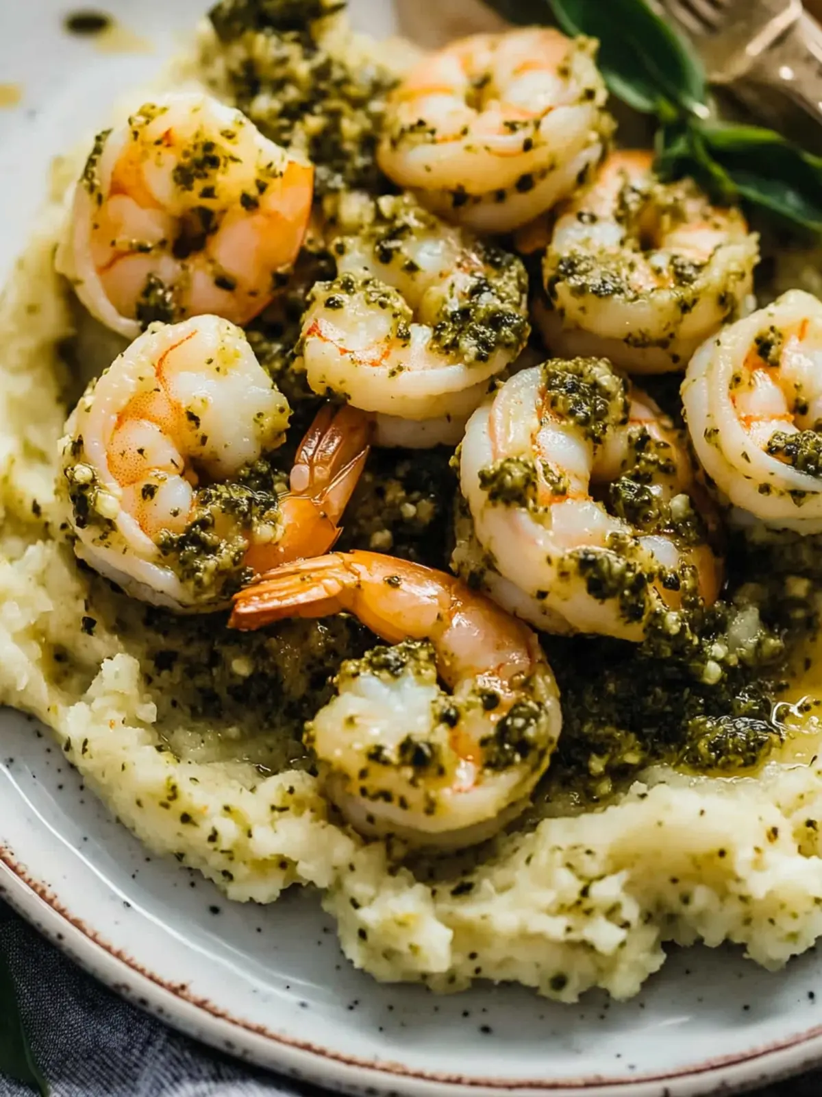 Pesto Shrimp Over Cauliflower Mash: A Low-Carb Delight! 4 Pesto Shrimp Over Cauliflower Mash
