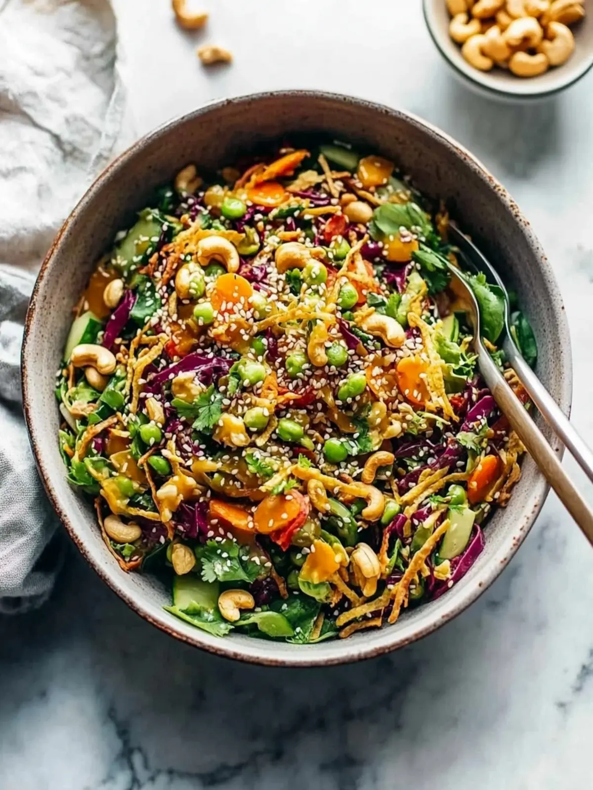 Cashew Crunch Salad with Sesame Dressing for a Fresh Twist 4 Cashew Crunch Salad with Sesame Dressing