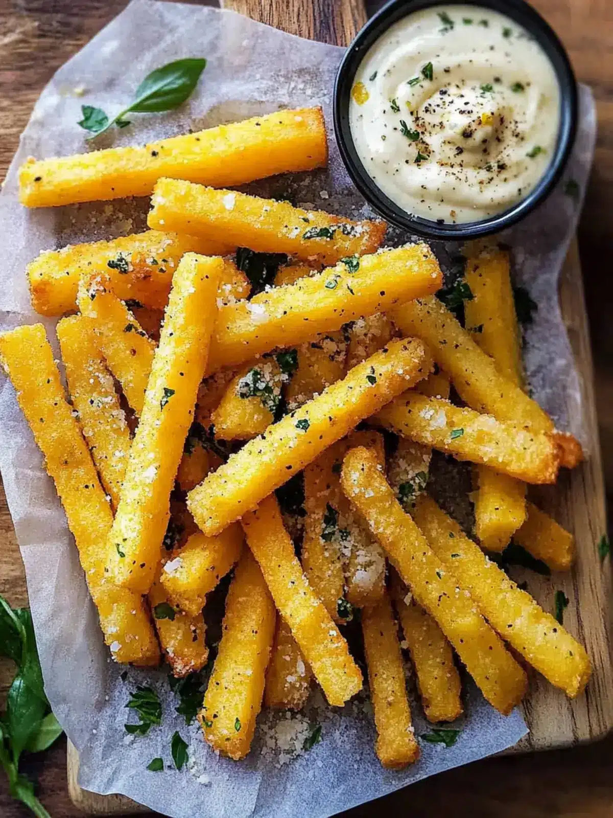 Crispy Garlic Parmesan Herb Butter Polenta Fries with Lemon Aioli 4 Garlic Parmesan Herb Butter Polenta Fries with Lemon Aioli