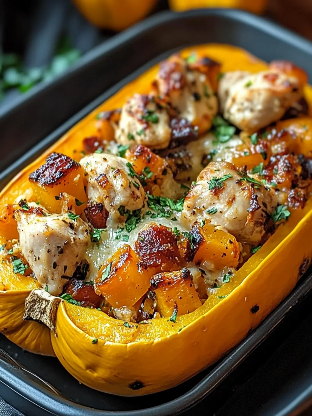 Sweet and Savory Honey Roasted Butternut Squash Delight 2 Sweet and Savory Honey Roasted Butternut Squash Stuffed with Chicken