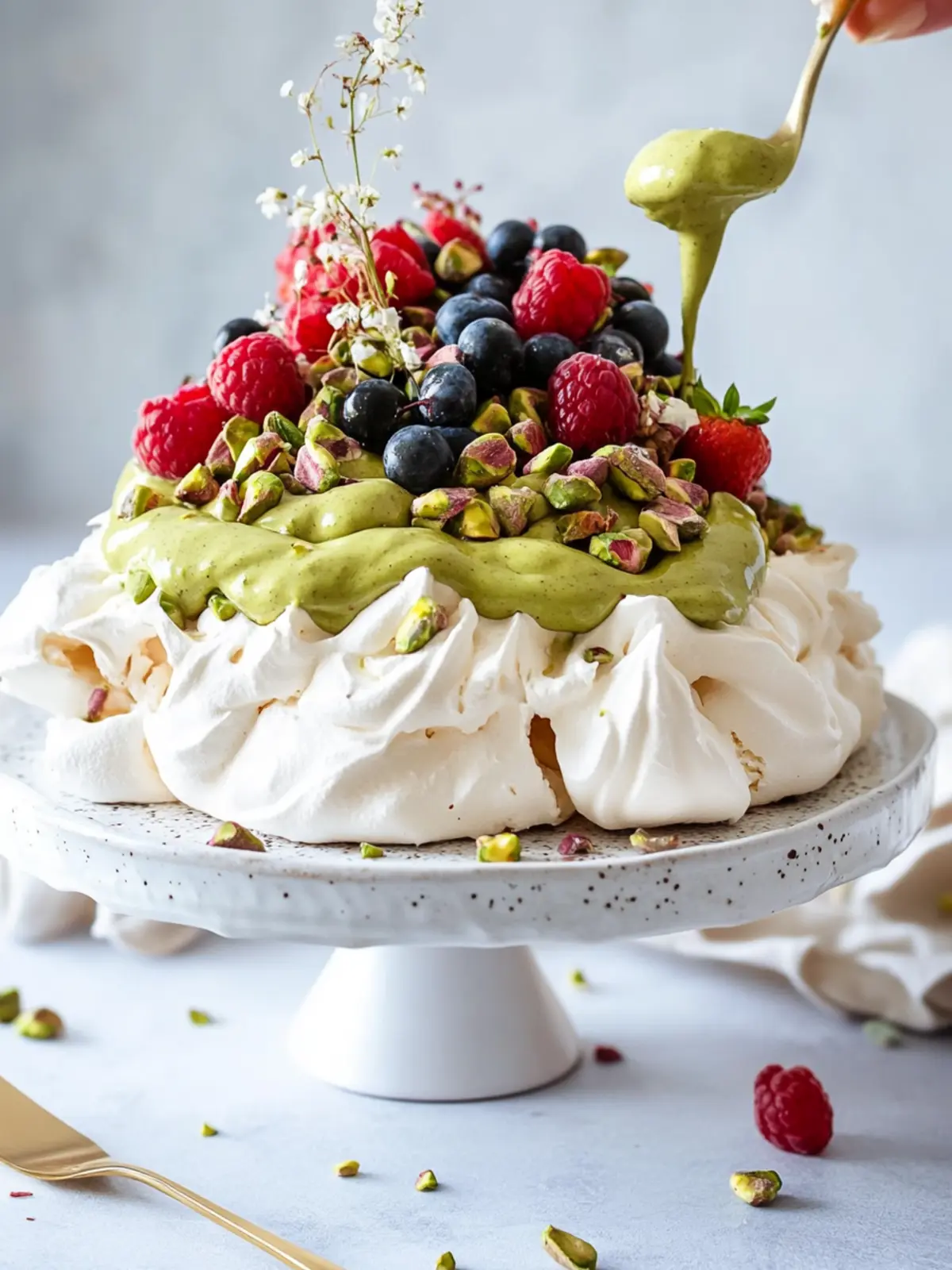 Irresistible Pistachio Pavlova with Berry Bliss Topping 4 Pistachio Pavlova