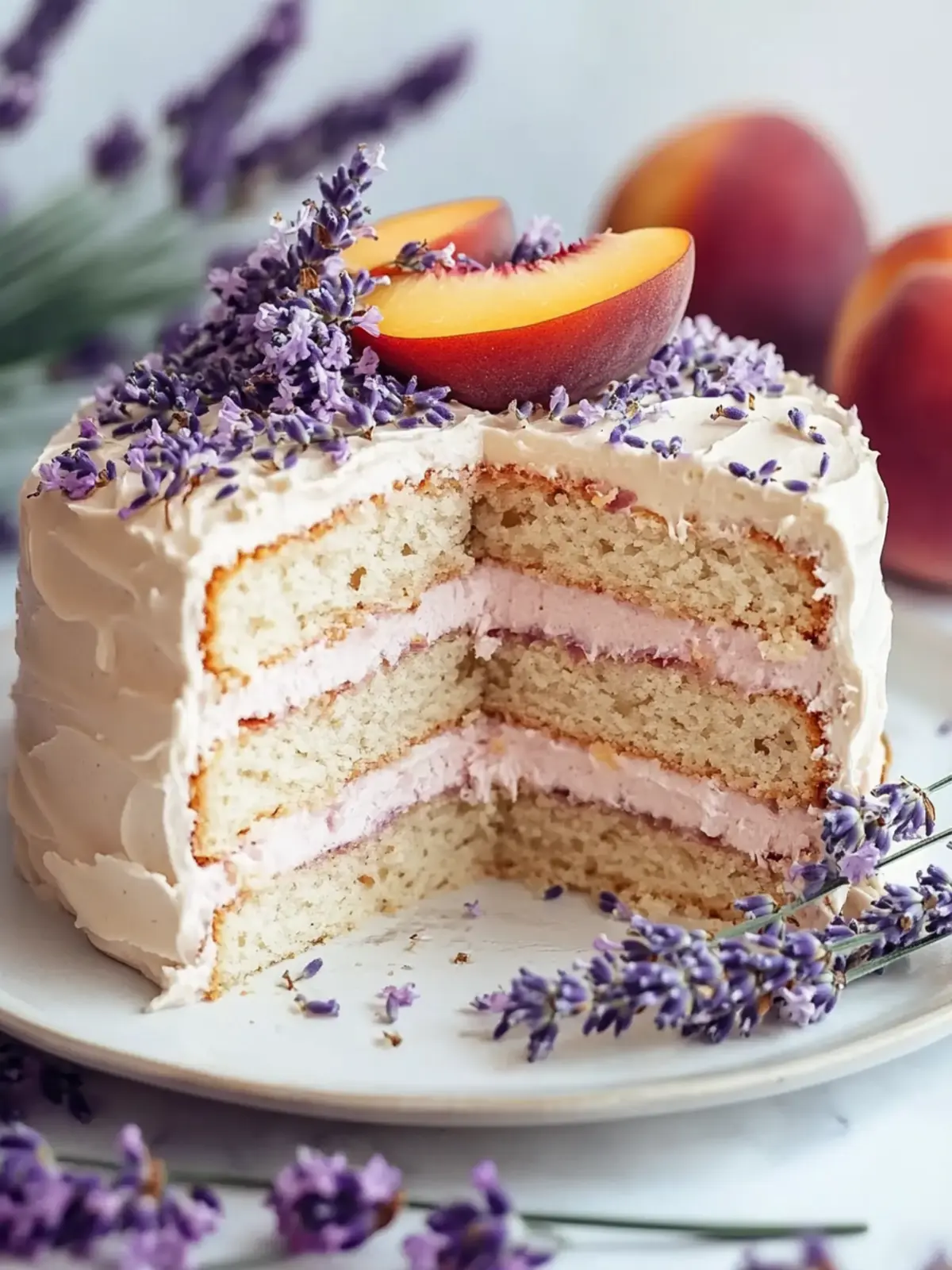 Lavender and Peach Dream Cake: A Flavorful Summer Indulgence 2 Lavender and Peach Dream Cake