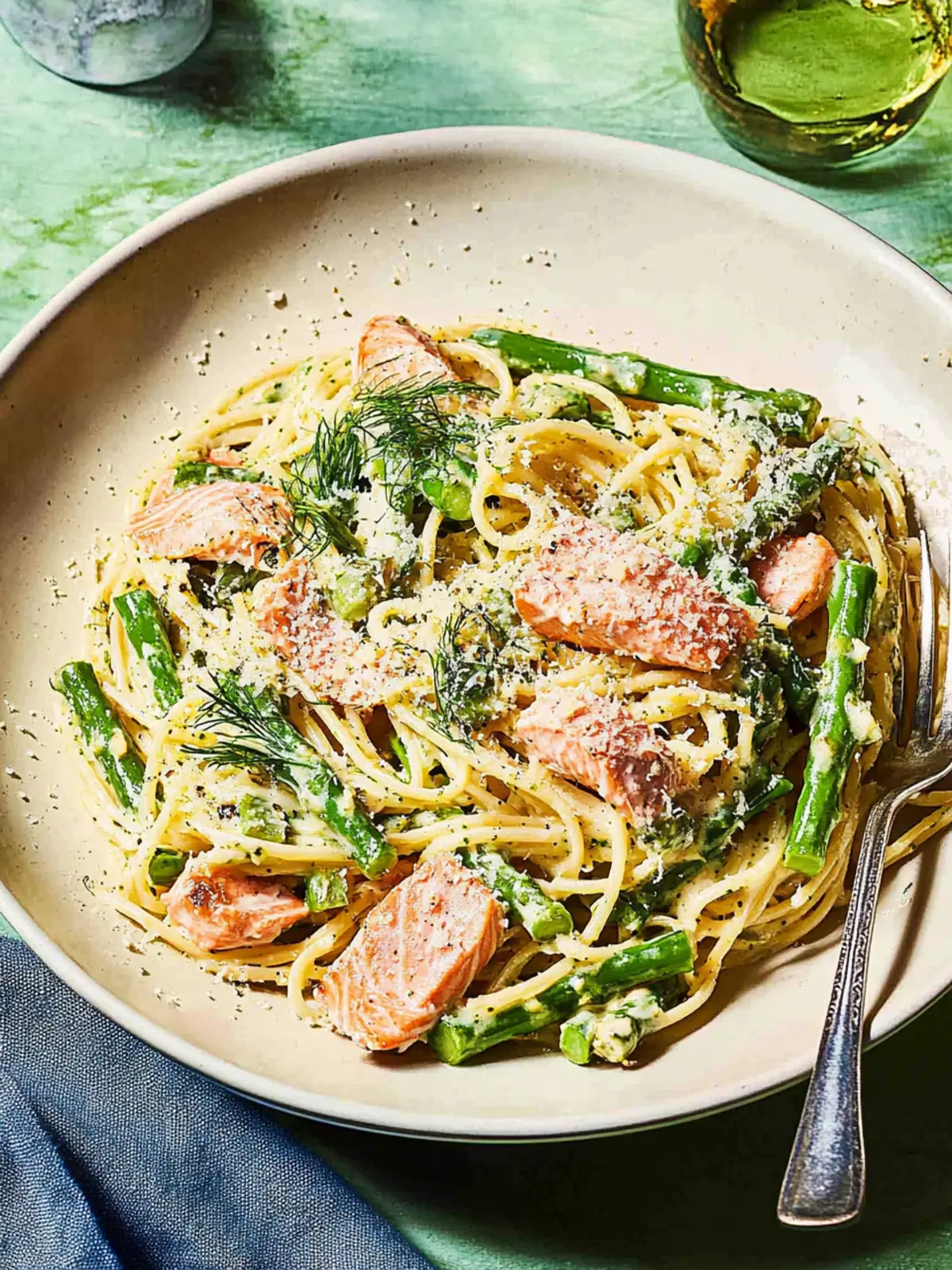 Creamy Light Pasta with Salmon, Asparagus and Dill Delight 2 Creamy Light Pasta with Salmon, Asparagus and Dill