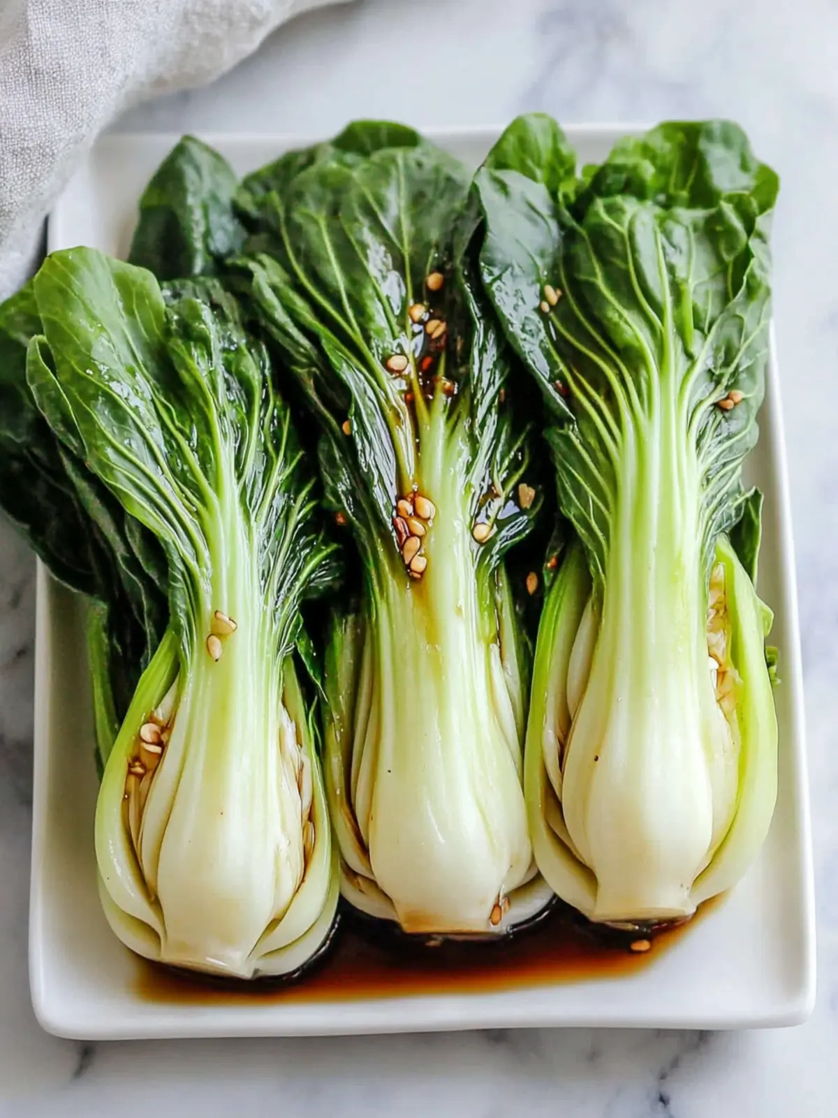 Sizzle Up Baby Bok Choy with Soy Sauce and Garlic Delight! 2 Baby Bok Choy with Soy Sauce and Garlic
