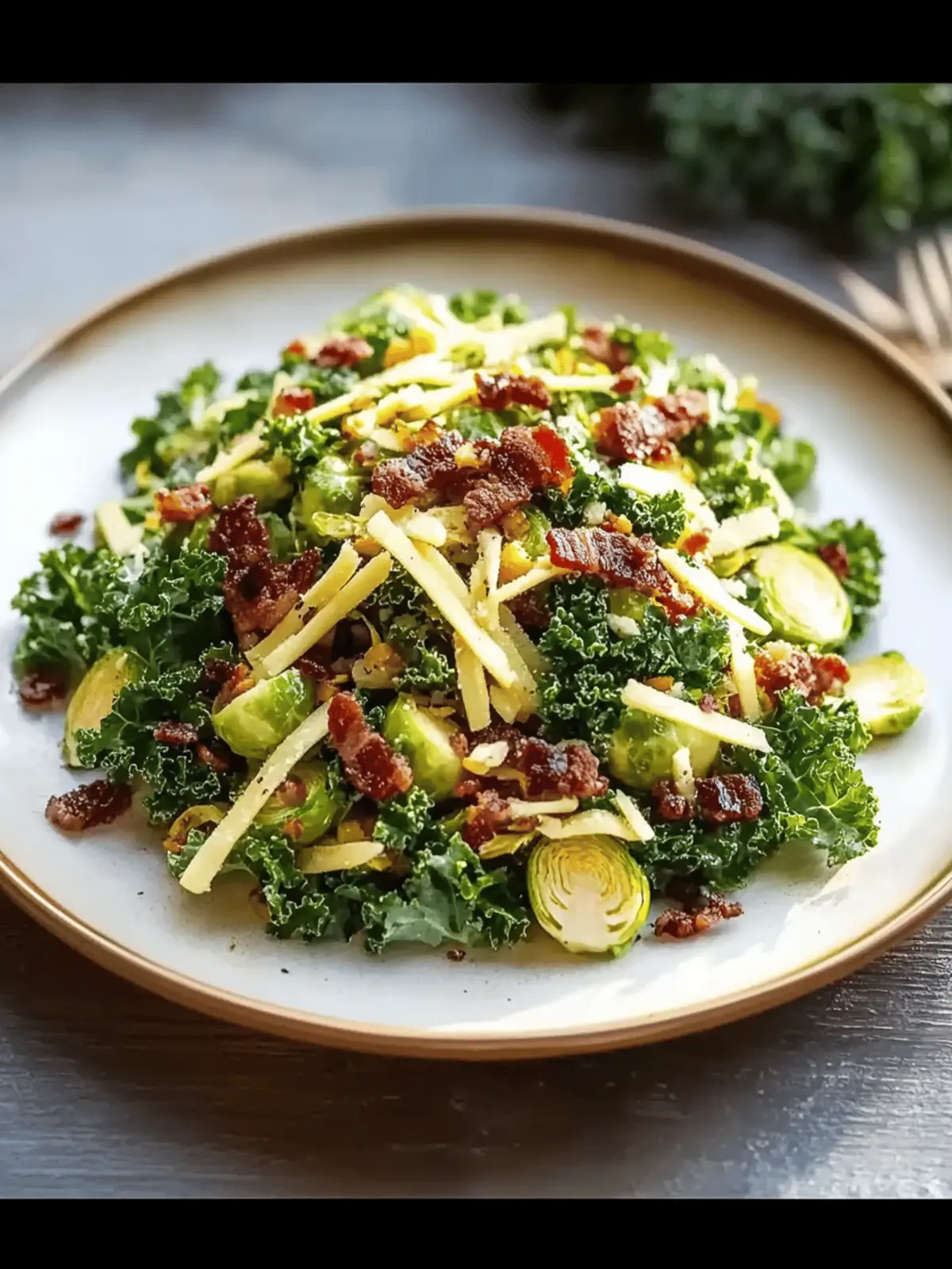 Brussels Sprout Kale Salad with Beef Bacon & Cheddar Delight 2 Brussels Sprout Kale Salad with Beef Bacon & Cheddar