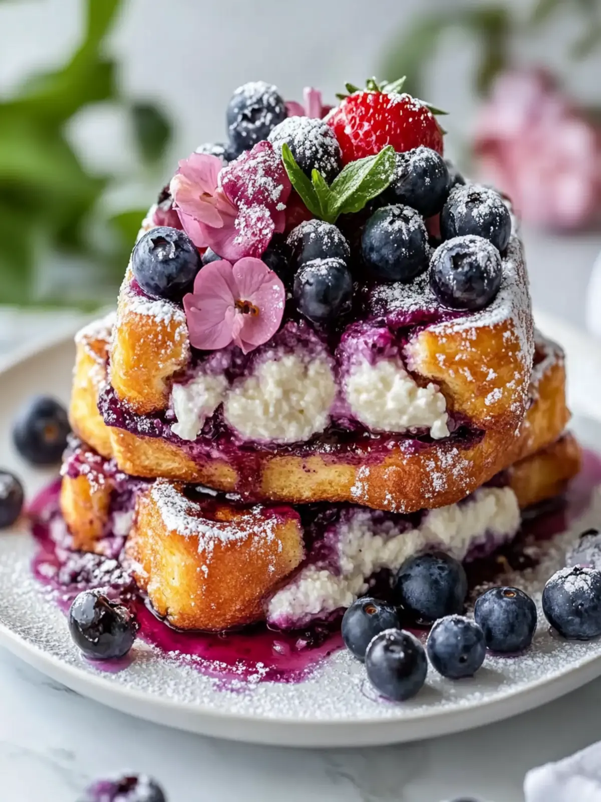 Delicious Blueberry Cheesecake Stuffed French Toast Recipe 3 Blueberry Cheesecake Stuffed French Toast Recipe