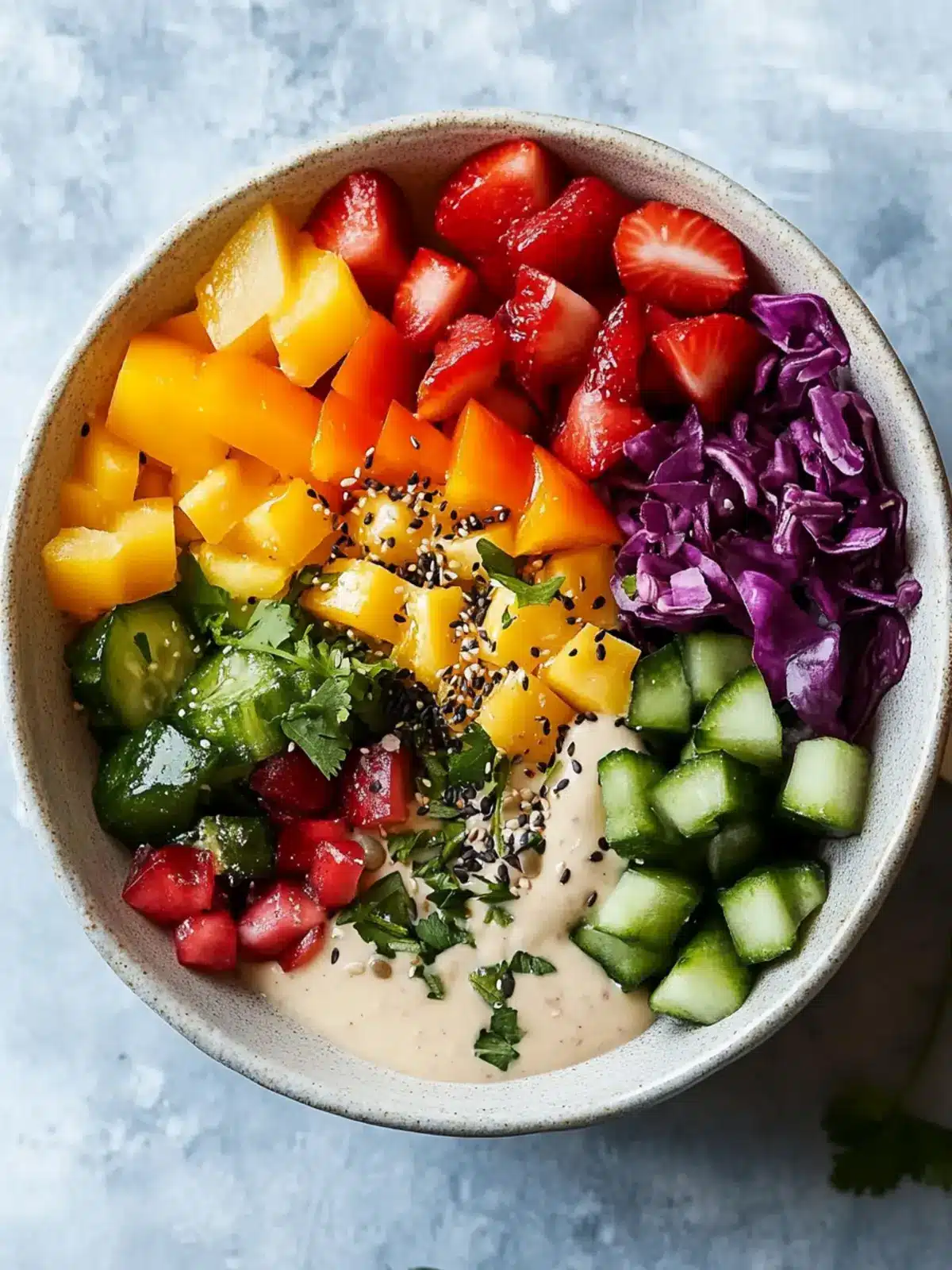 Vibrant Colorful Rainbow Bowl with Creamy Tahini Dressing Magic 3 Colorful Rainbow Bowl with Creamy Tahini Dressing