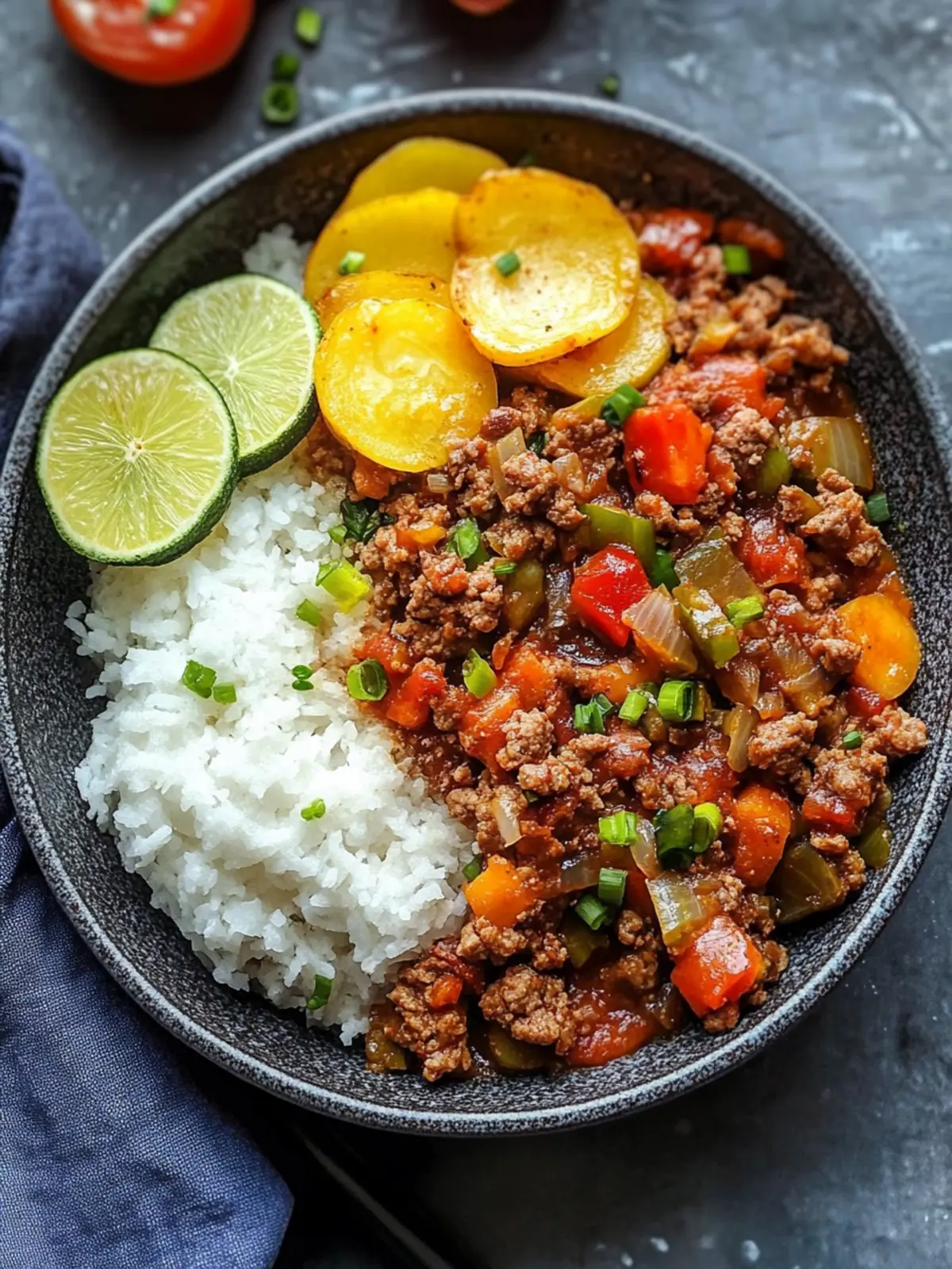 Filipino Picadillo with Fried Egg and Savory Plantains 2 Filipino Picadillo