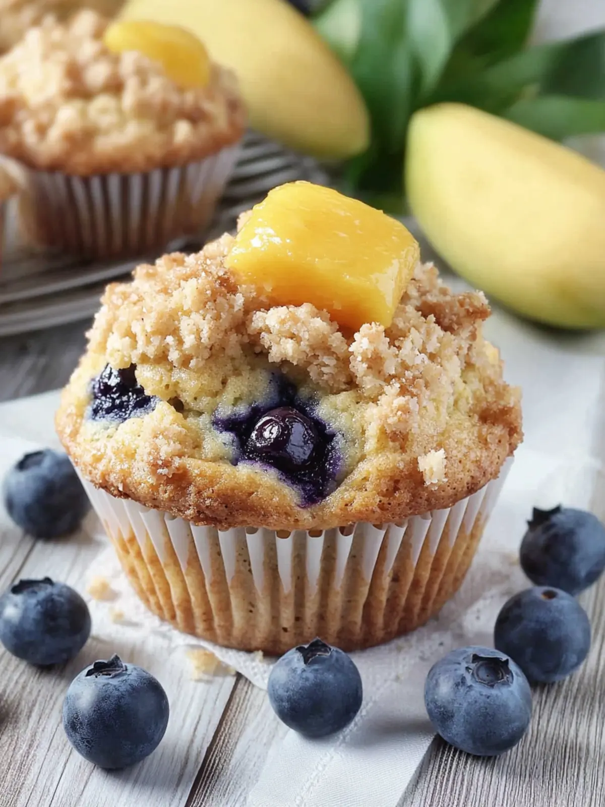 Irresistible Mango Blueberry Muffins with Coconut Streusel 4 Delicious Mango Blueberry Muffins with Coconut Streusel