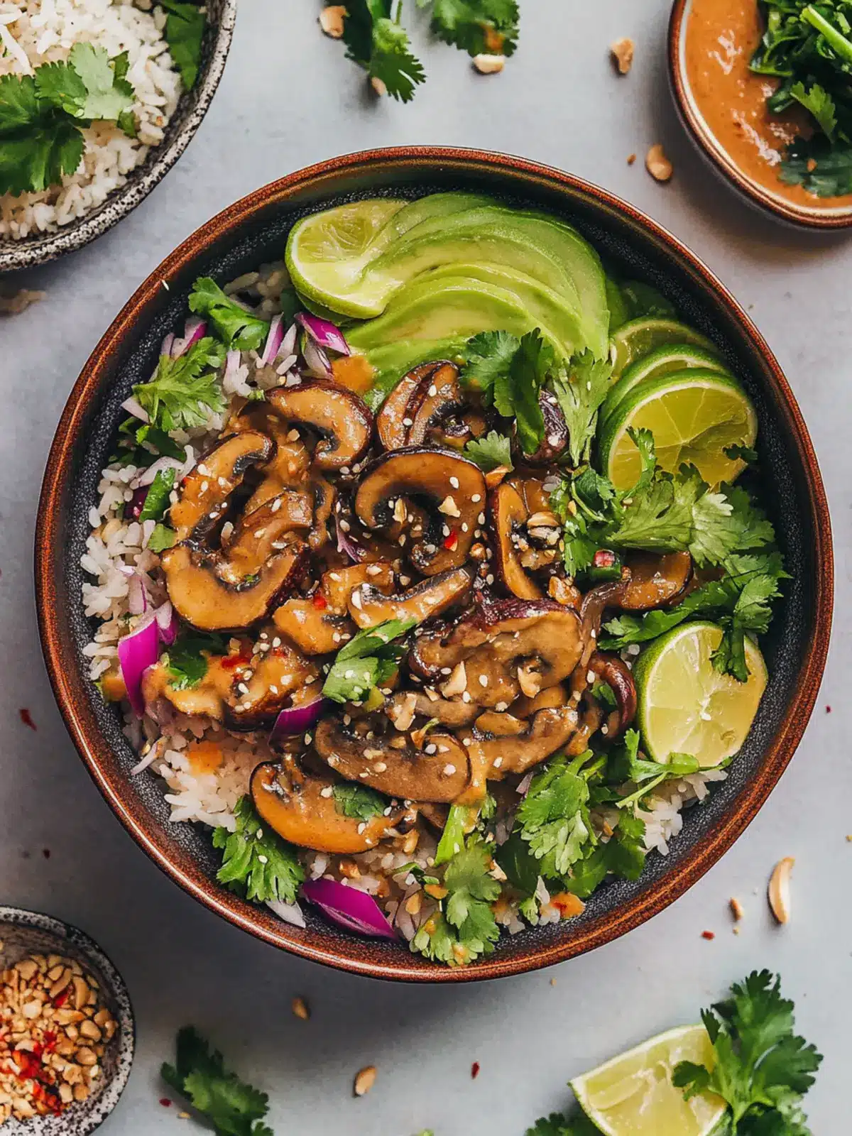 Crispy Rice Mushroom Satay Salad Vegan Delight to Savor 2 Crispy Rice Mushroom Satay Salad (Vegan)
