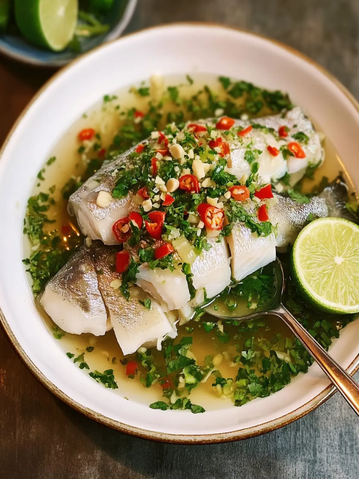 Thai Steamed Fish with Lime and Garlic for a Healthy Dinner 2 Thai Steamed Fish with Lime and Garlic