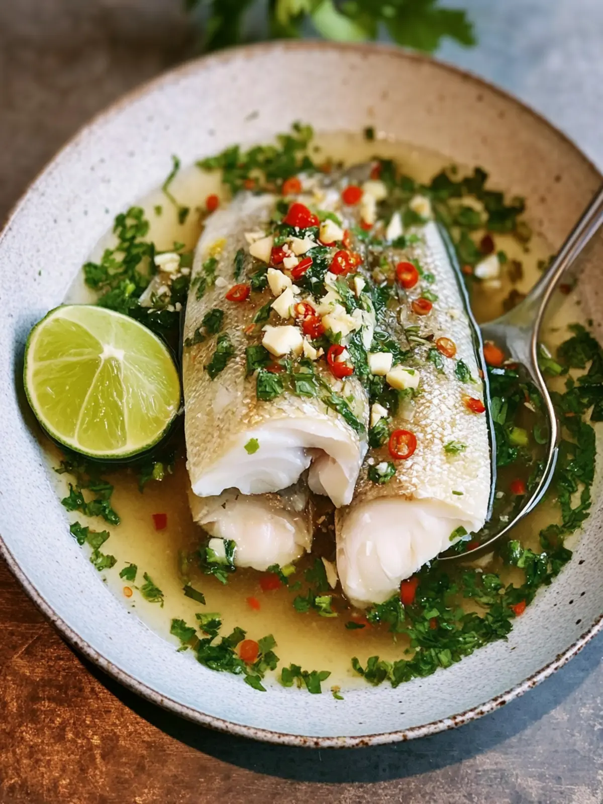 Thai Steamed Fish with Lime and Garlic for a Healthy Dinner 3 Thai Steamed Fish with Lime and Garlic