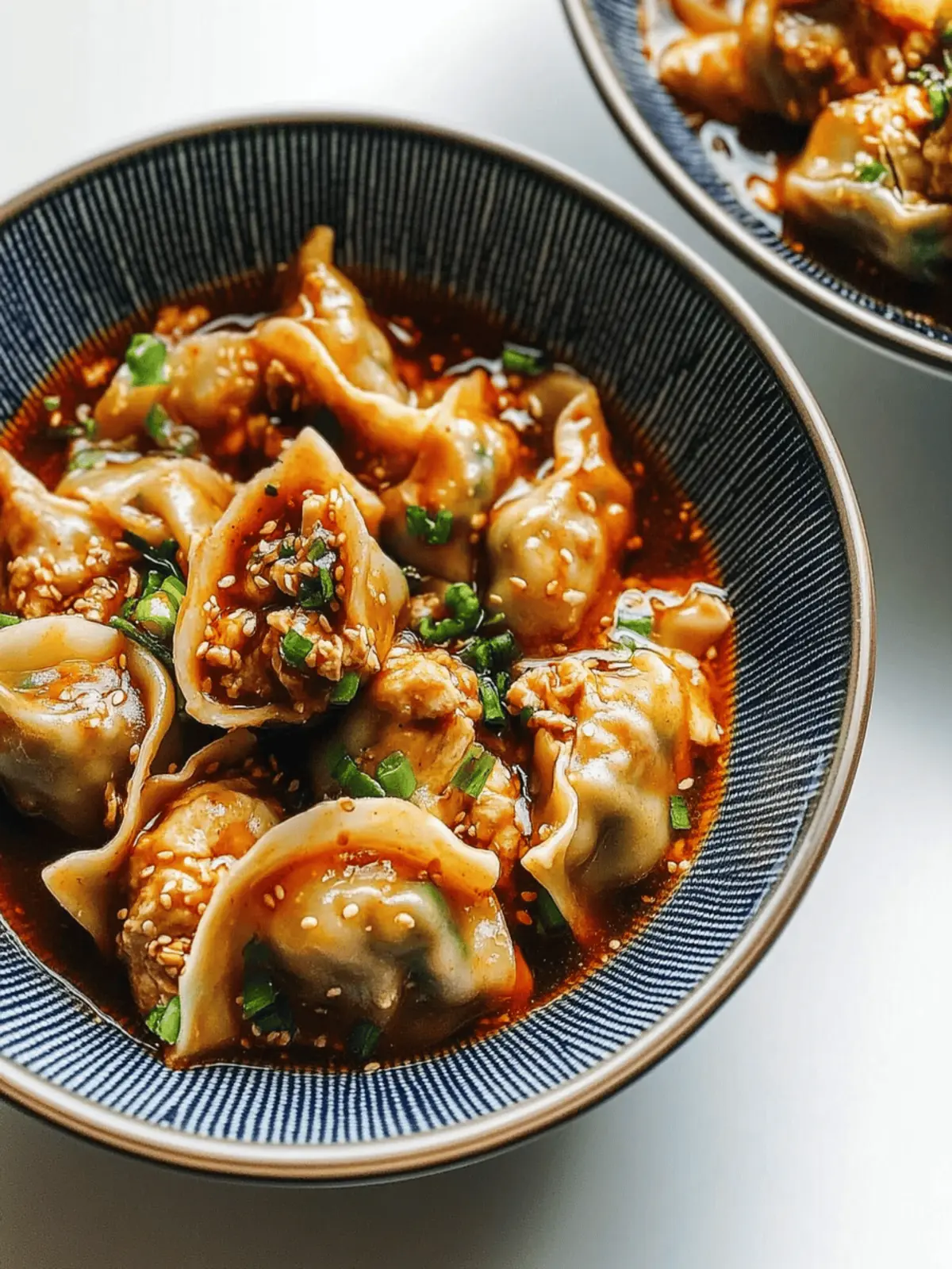 Savory Chicken Wontons in Spicy Chili Sauce to Ignite Your Tastebuds 2 Chicken Wontons in Spicy Chili Sauce
