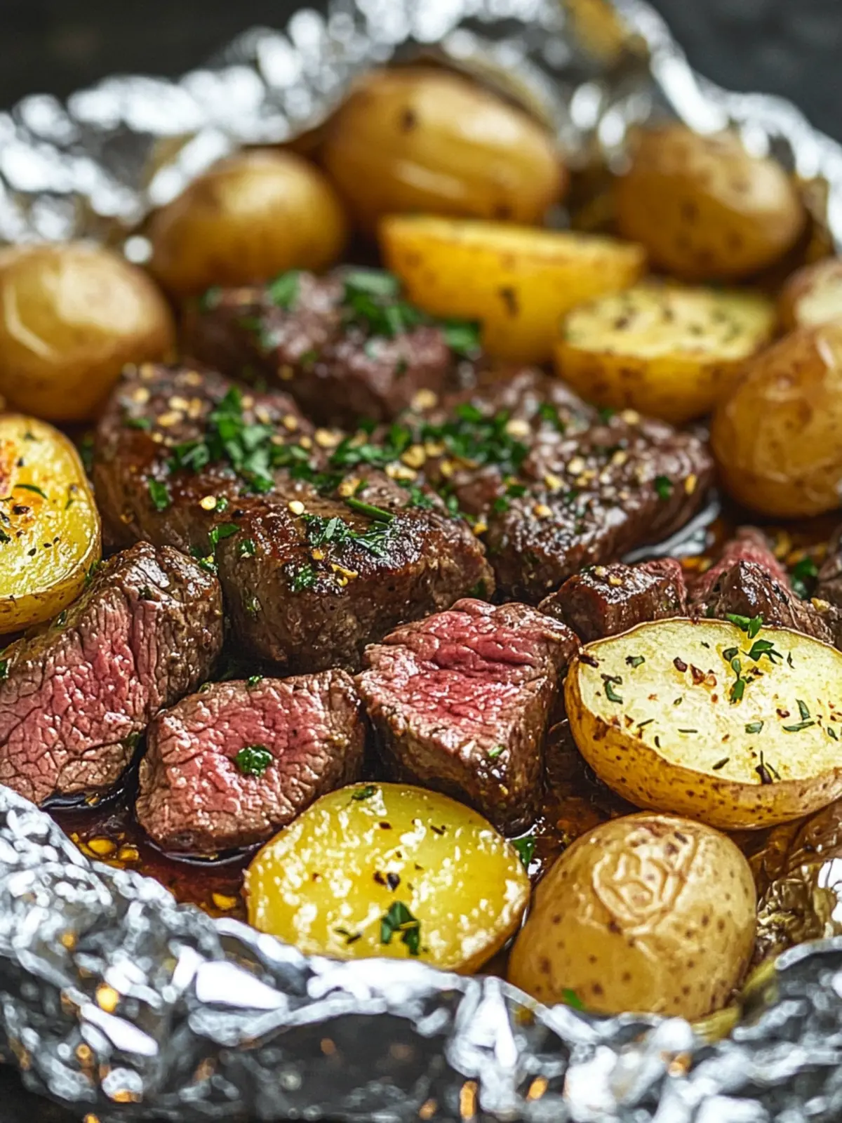 Savor Garlic Herb Steak and Potato Foil Packets Today 2 Garlic Herb Steak and Potato Foil Packets