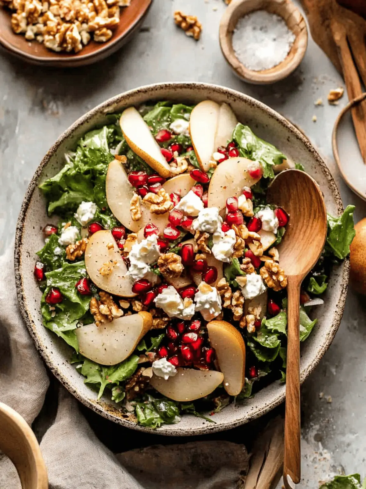 Pomegranate Pear Salad with Walnuts for a Refreshing Twist 4 Pomegranate Pear Salad with Walnuts