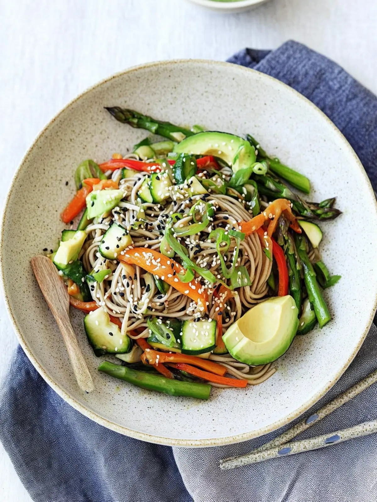 Miso Soba Noodle Salad with Asparagus, Zucchini, Avocado Bliss 3 Miso Soba Noodle Salad with Asparagus, Zucchini and Avocado