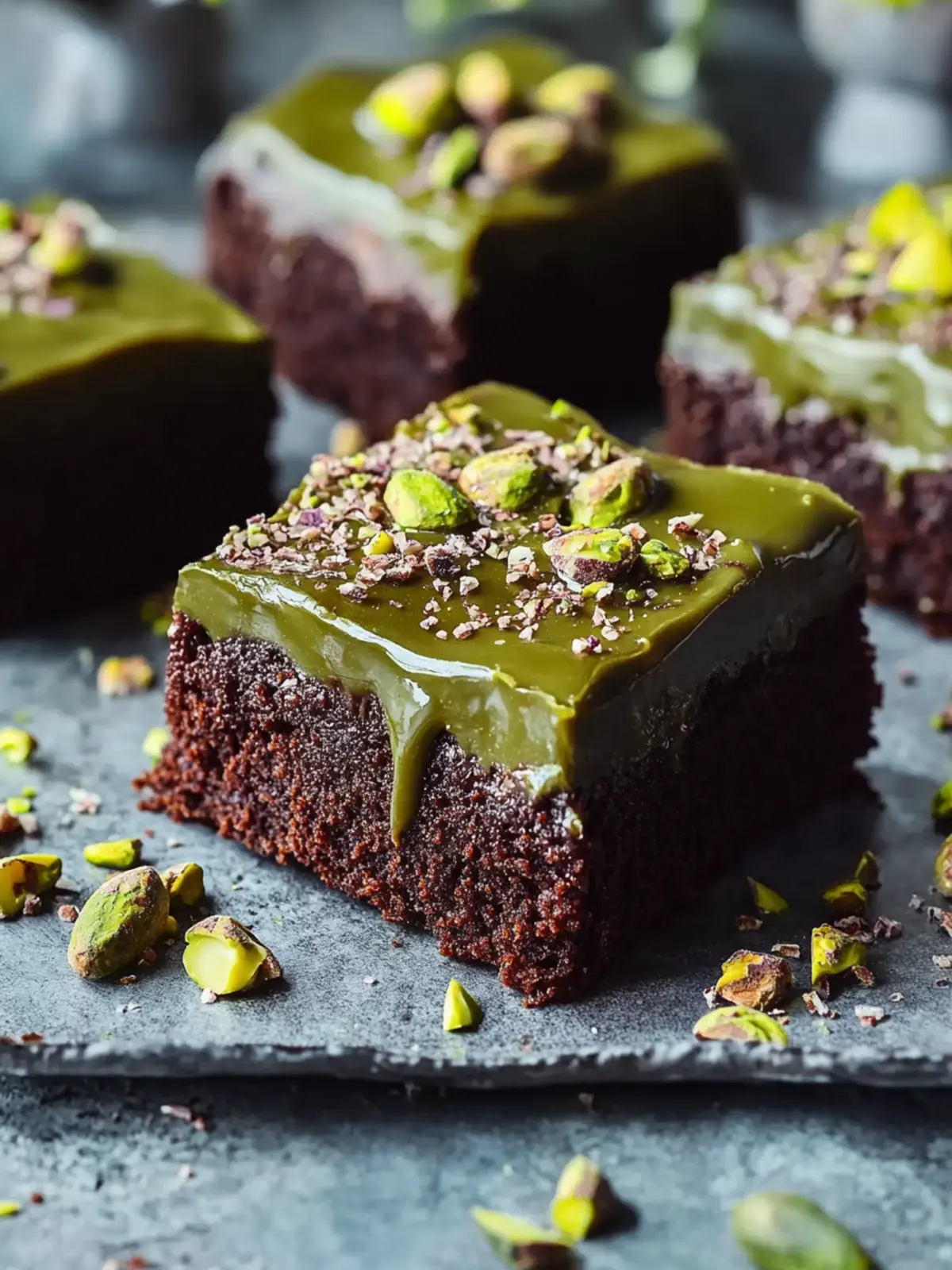 Pistachio Brownies with Pistachio Ganache: Nutty Indulgence Awaits 4 Pistachio Brownies with Pistachio Ganache