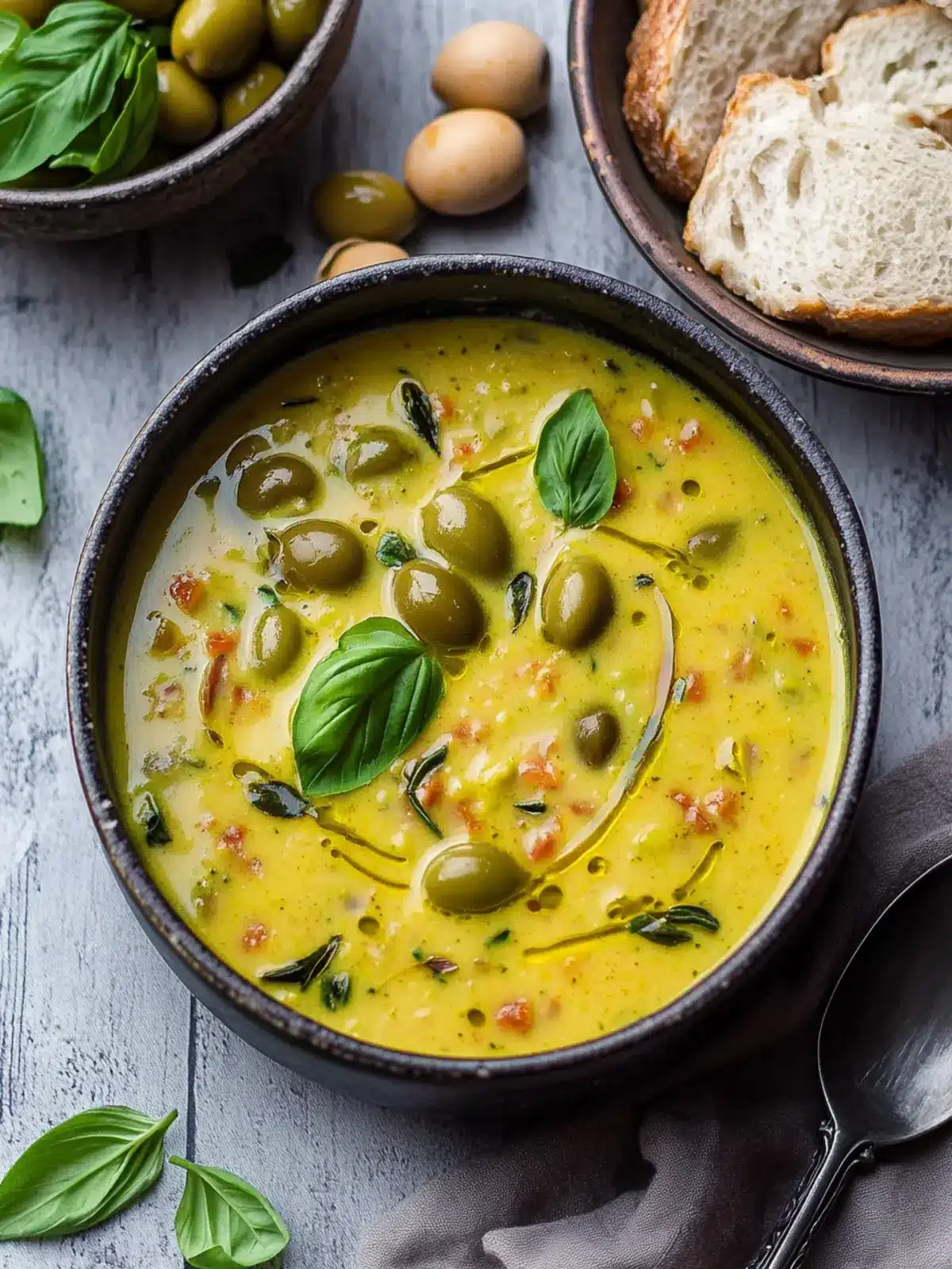 Savor This Green Olive Soup with Chickpeas and Orzo Delight 3 Green Olive Soup