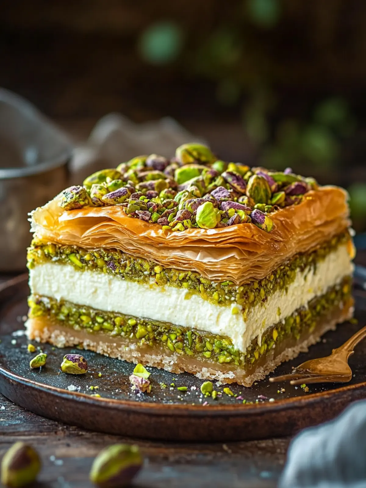 Baklava Pistachio Cheesecake: A Luxurious No-Bake Delight 2 Baklava Pistachio Cheesecake