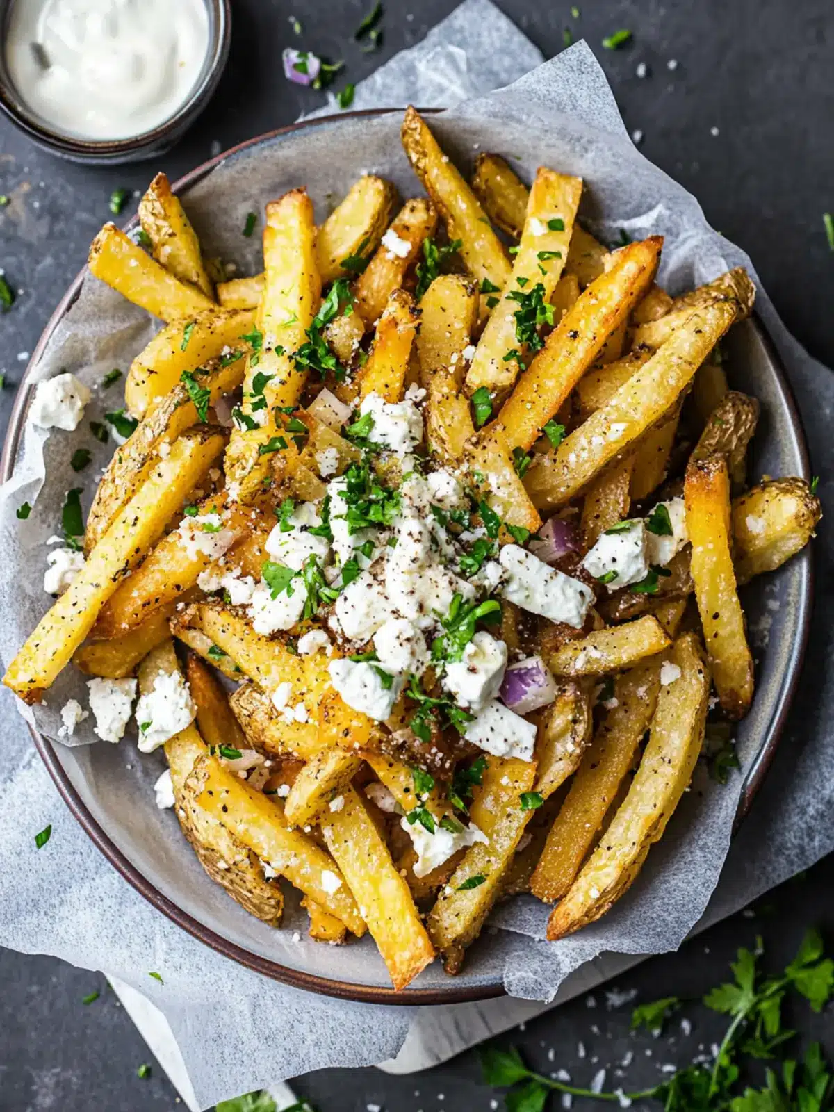 Crispy Homemade Greek Fries with Feta and Fresh Herbs 4 Homemade Greek Fries