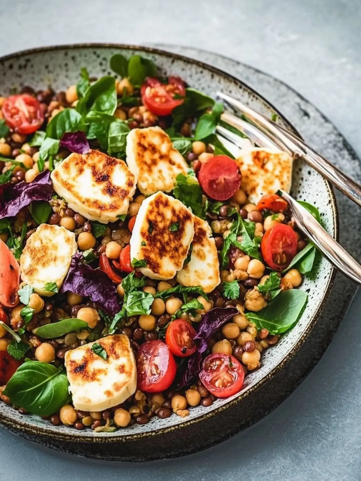 Spiced Lentil and Chickpea Salad with Halloumi Delight 2 Spiced lentil and chickpea salad with halloumi