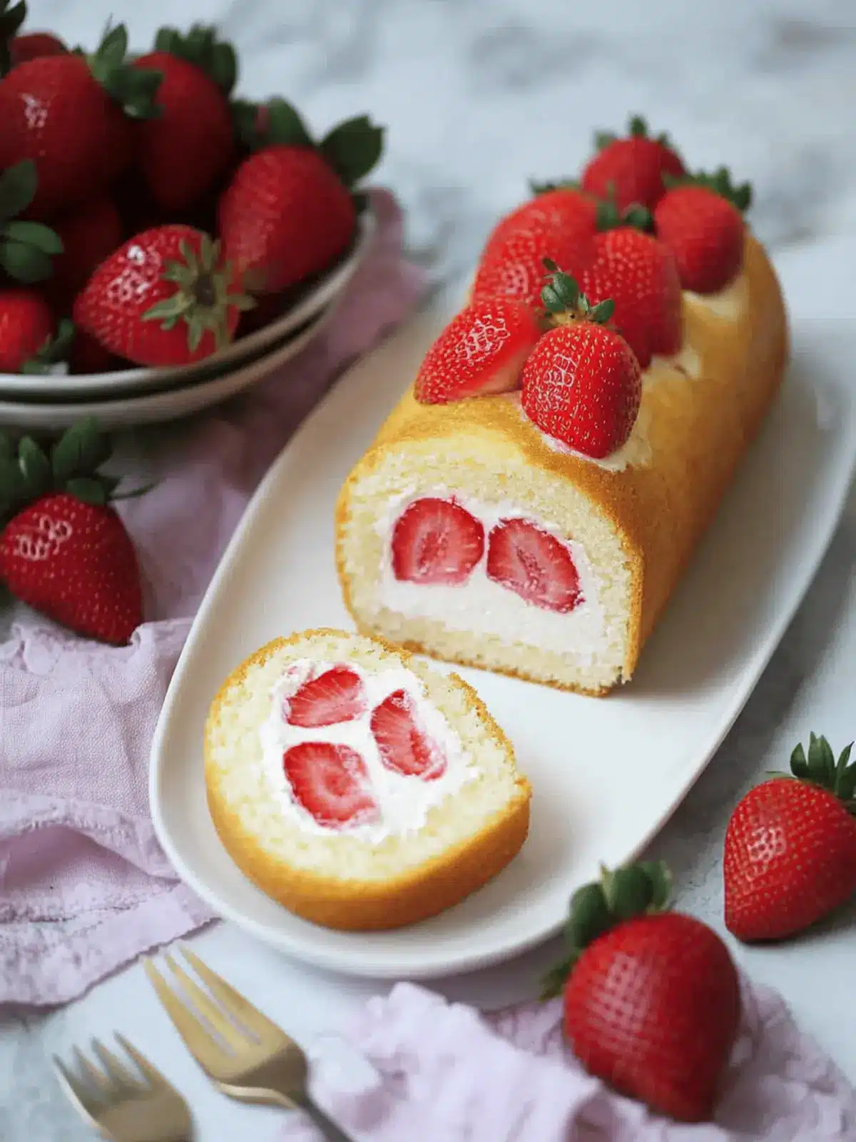 Fresh Strawberry and Cream Japanese Cake Roll You ll Adore 4 Fresh Strawberry and Cream Japanese Cake Roll