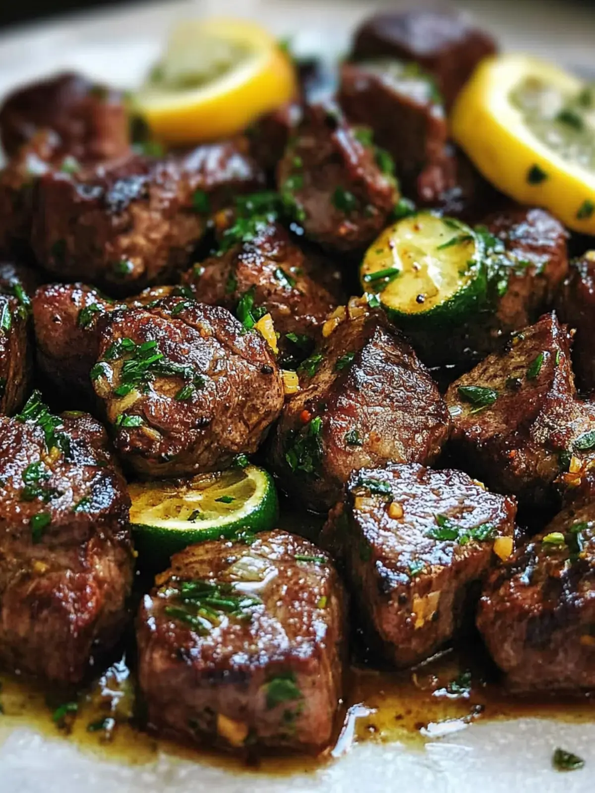 Savory Garlic Butter Steak Bites with Zucchini Delight 3 Garlic Butter Steak Bites