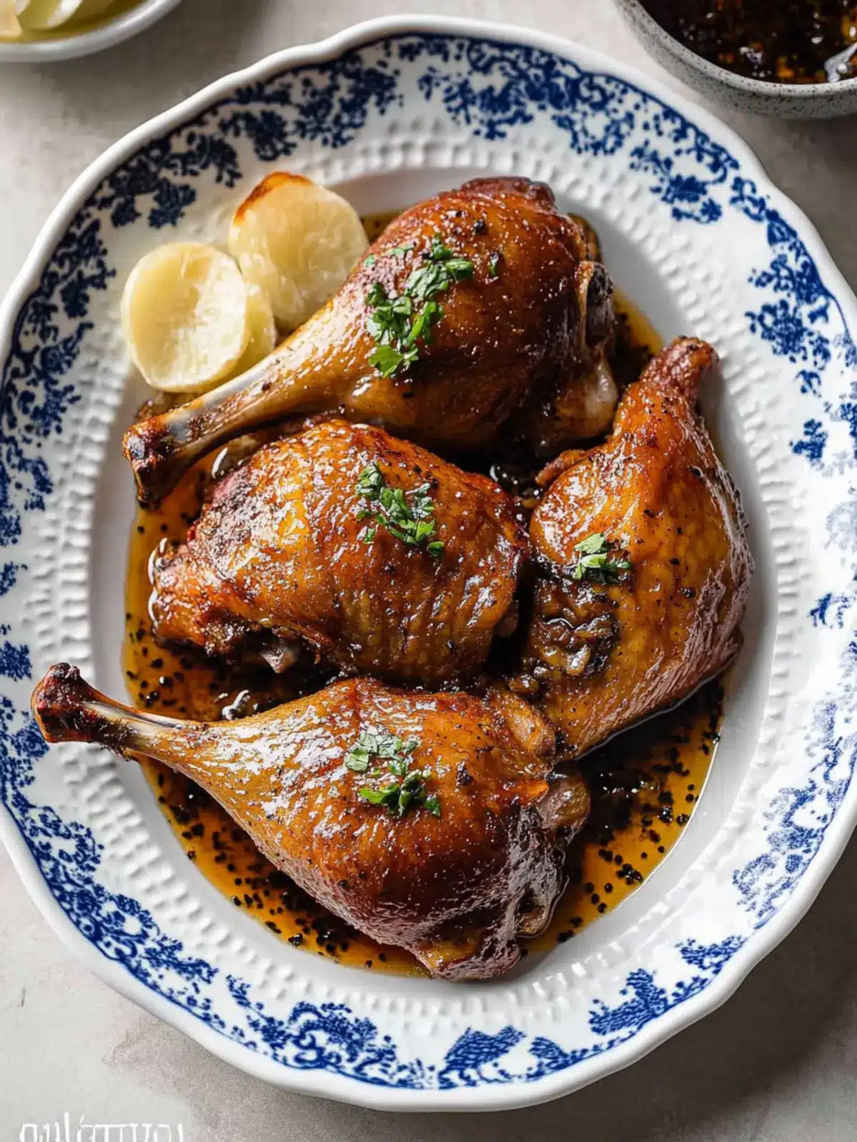 Savory Roasted Duck Legs with Black Pepper Sauce Delight 3 Roasted Duck Legs with Black Pepper Sauce