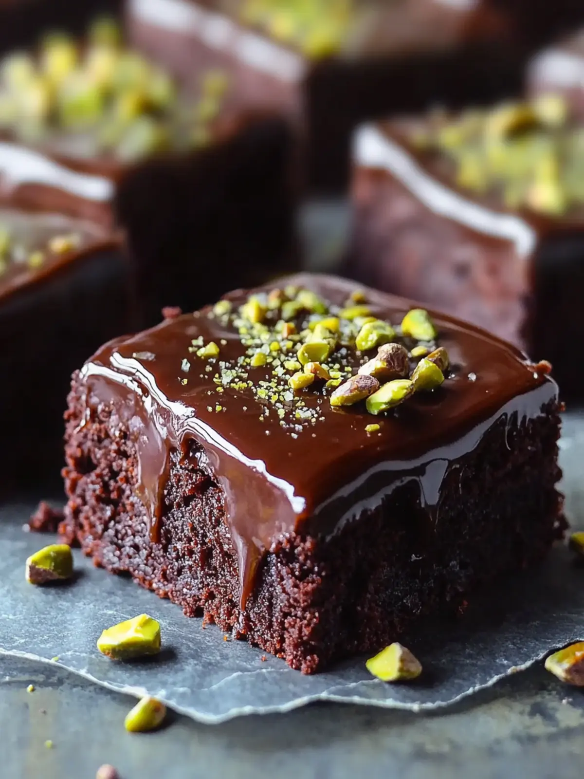 Pistachio Brownies with Pistachio Ganache: Nutty Indulgence Awaits 3 Pistachio Brownies with Pistachio Ganache