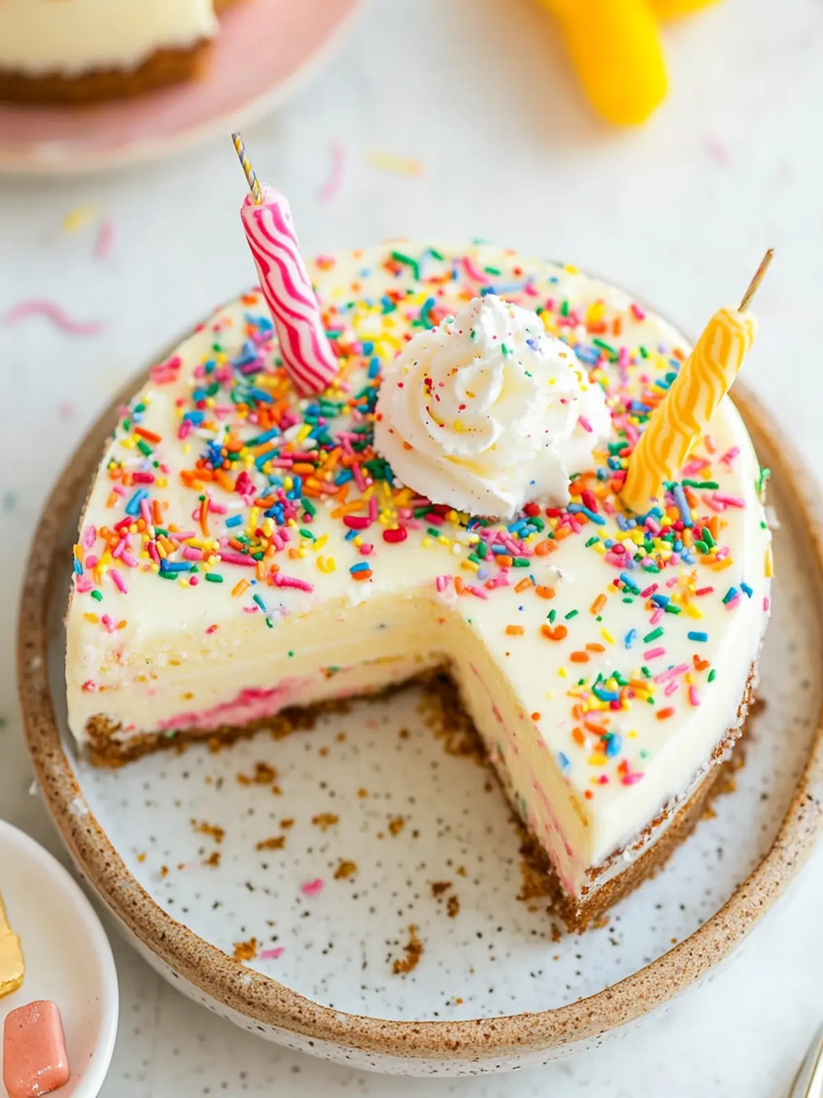 Birthday Cake Cheesecake with Colorful Sprinkles Delight 3 Birthday Cake Cheesecake
