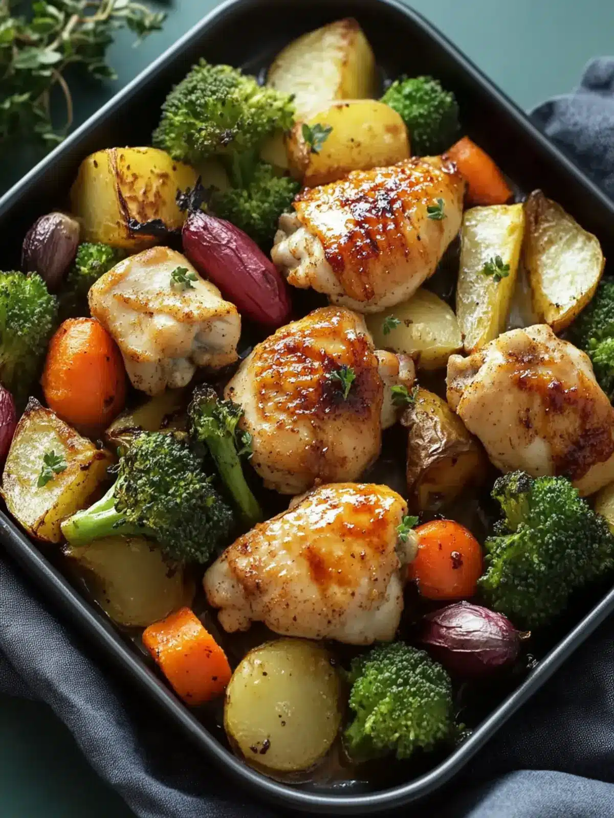 Sheet Pan Honey Mustard Chicken Thighs and Veggies Made Easy 4 SHEET PAN HONEY MUSTARD CHICKEN THIGHS AND VEGGIES