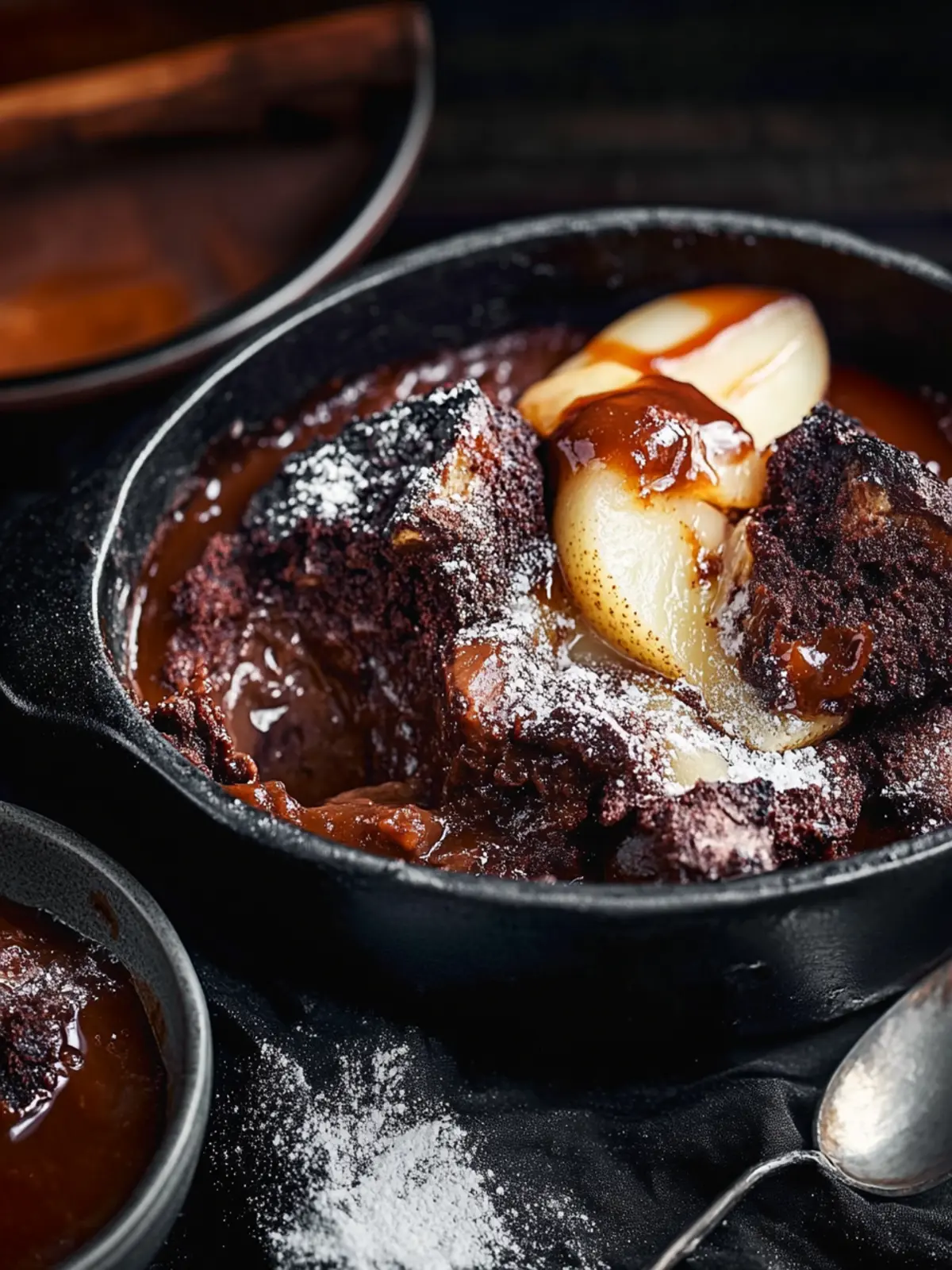 Decadent Salted Caramel and Pear Self-Saucing Hot Chocolate Pudding 3 Salted caramel and pear self-saucing hot chocolate pudding