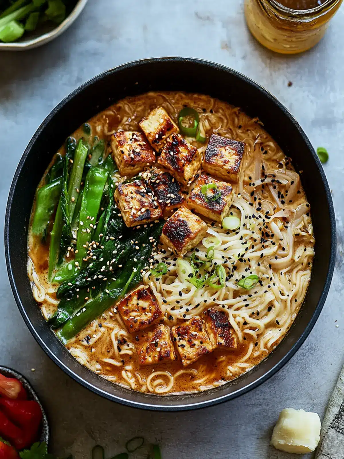 1-Pan Creamy Tahini Ramen with Teriyaki Tofu Bliss 4 1-Pan Creamy Tahini Ramen with Teriyaki Tofu (nut-free)