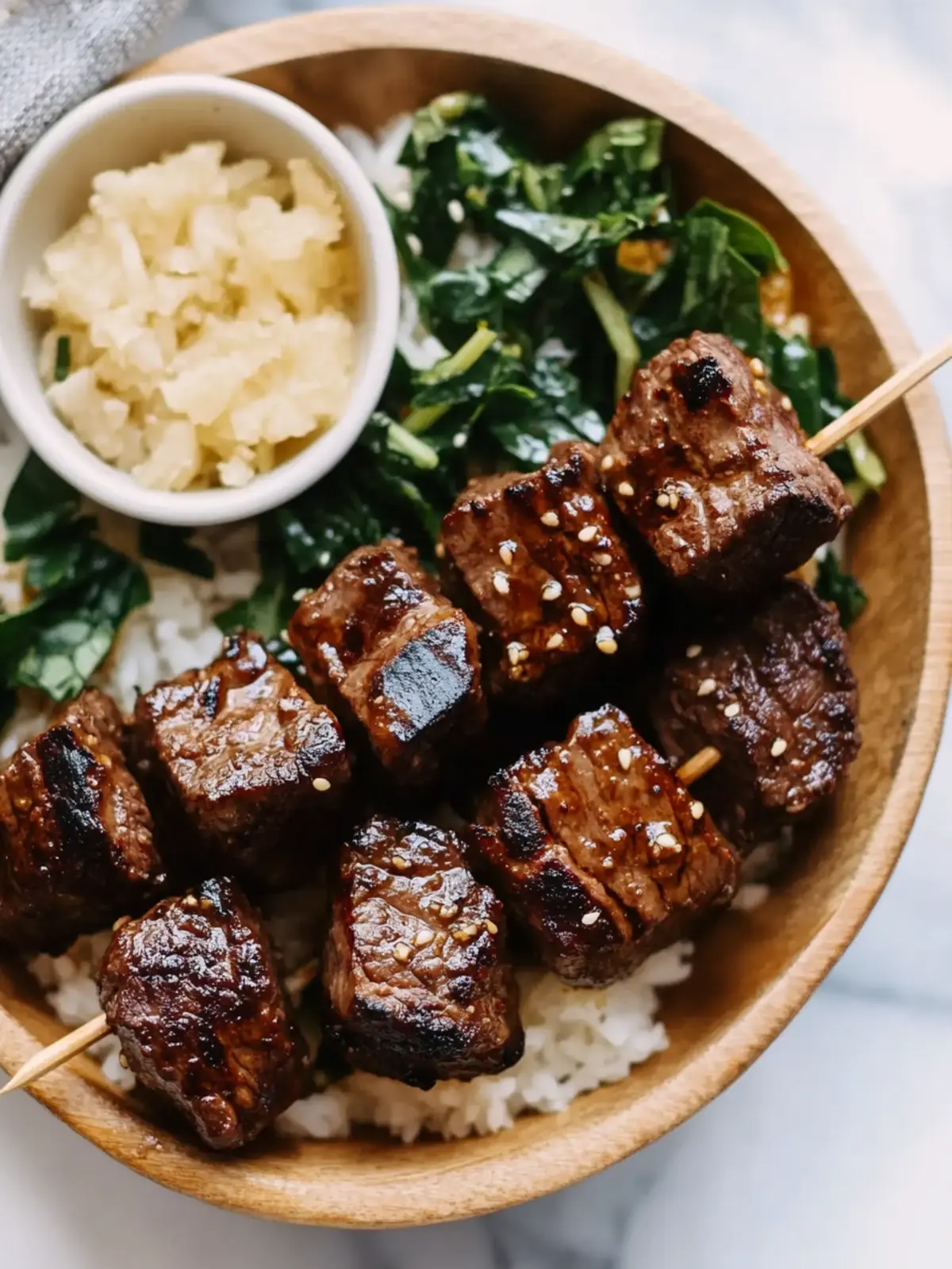 Savor Steak Bites with Miso Ginger Dressing for Dinner Bliss 2 Steak Bites with Miso Ginger Dressing