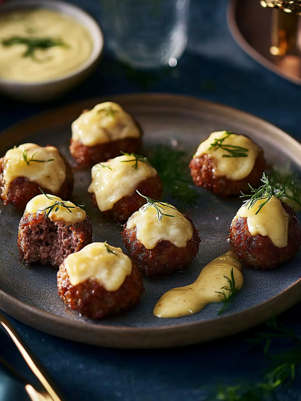 Mouthwatering Wagyu Cheeseburger Balls with Dipping Sauce 4 Wagyu cheeseburger balls with dipping sauce