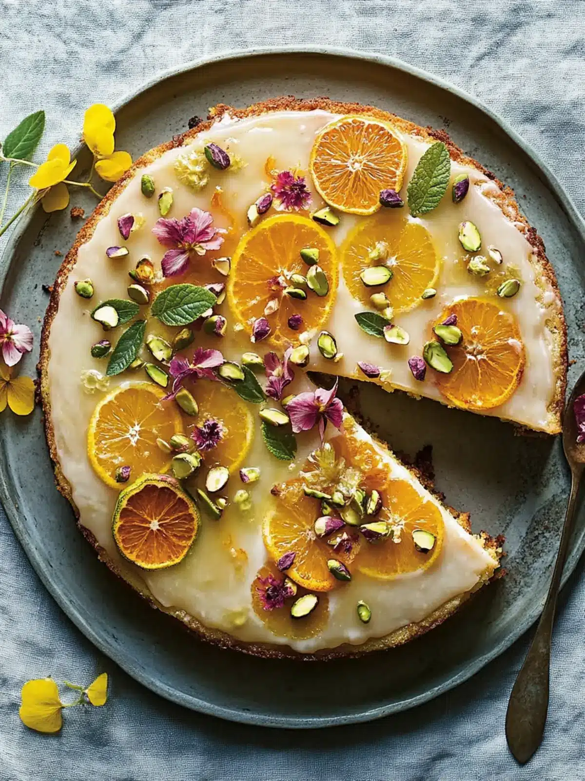 Lemon Drizzle Cake with Pistachio and Blood Orange Twist 3 Lemon drizzle, pistachio and blood orange, egg-free date