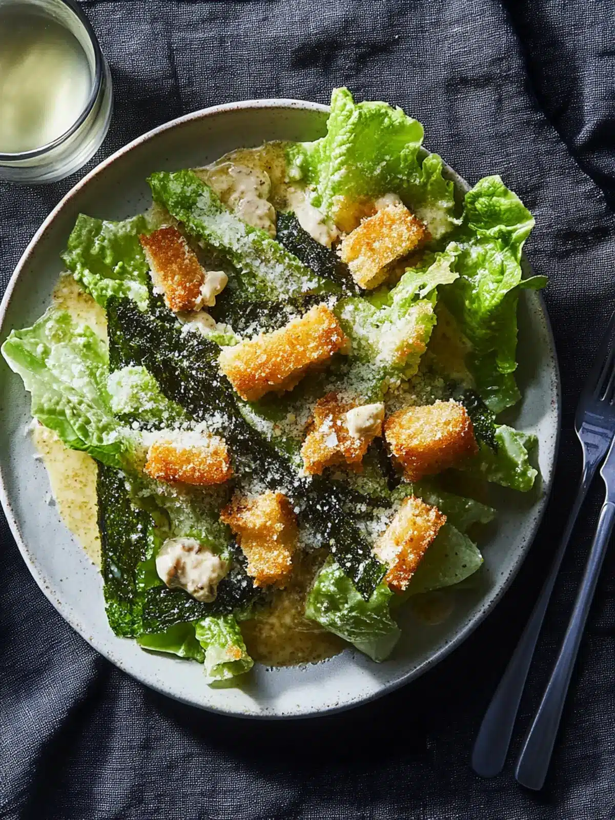 Roasted Seaweed Caesar Salad with Anchovy Croutons Delight 4 Roasted Seaweed Caesar Salad With Anchovy Croutons