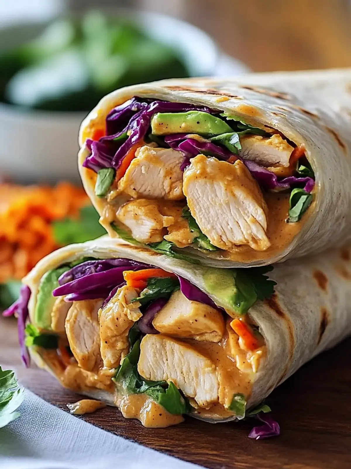 Savory Thai Peanut Chicken Wraps Ready in 15 Minutes 4 Thai Peanut Chicken Wraps