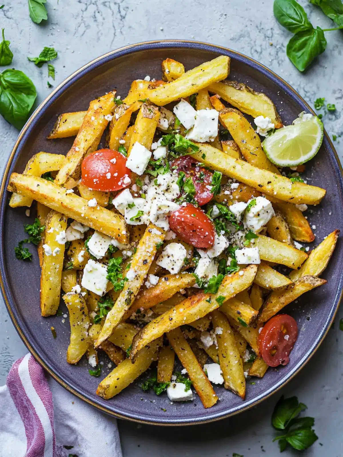 Crispy Homemade Greek Fries with Feta and Fresh Herbs 3 Homemade Greek Fries