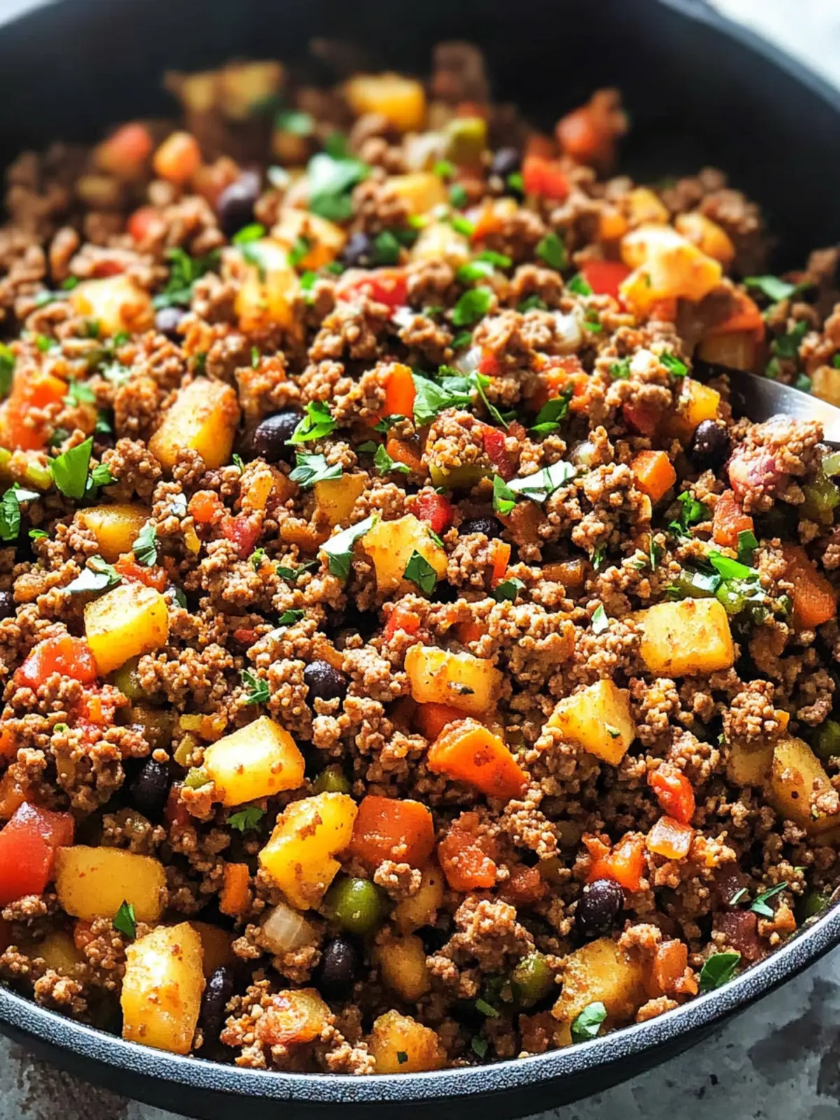 Savory Ground Beef Dinner Skillet with Quinoa and Beans 3 Ground Beef Dinner Skillet