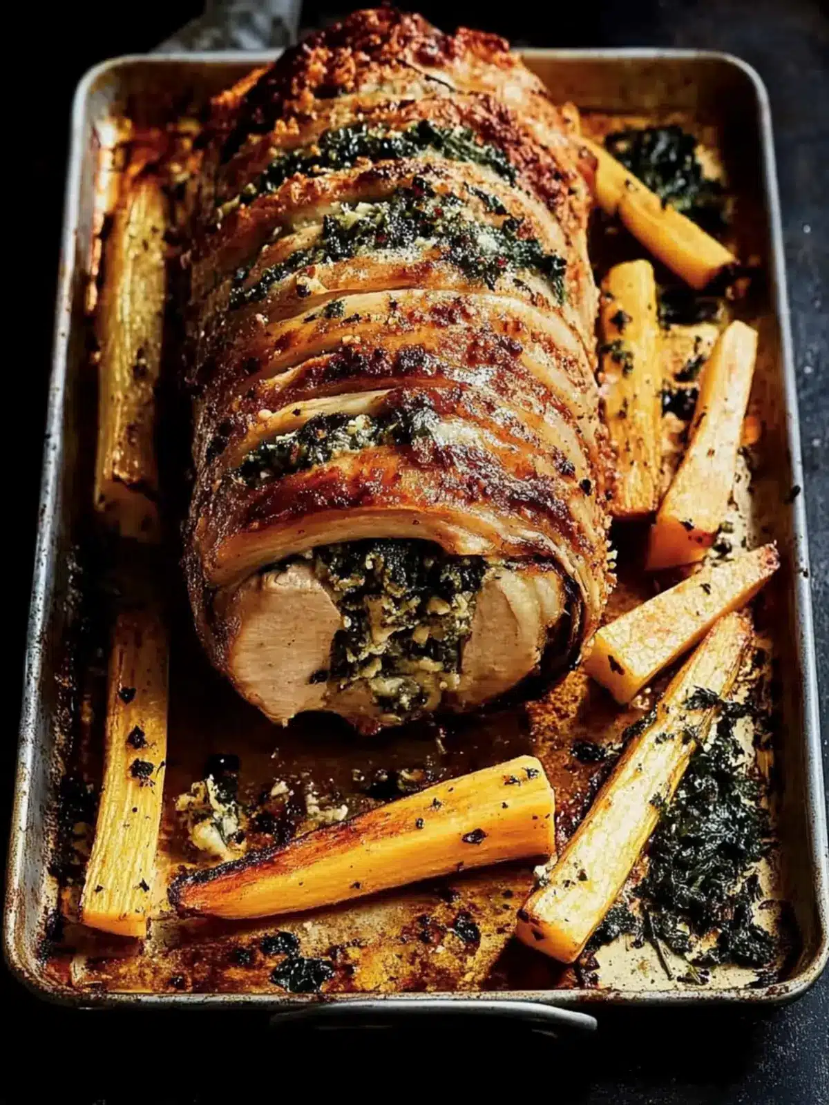 Crispy Porchetta with Almond Milk Roasted Parsnips Delight 4 crispy porchetta with almond milk roasted parsnips