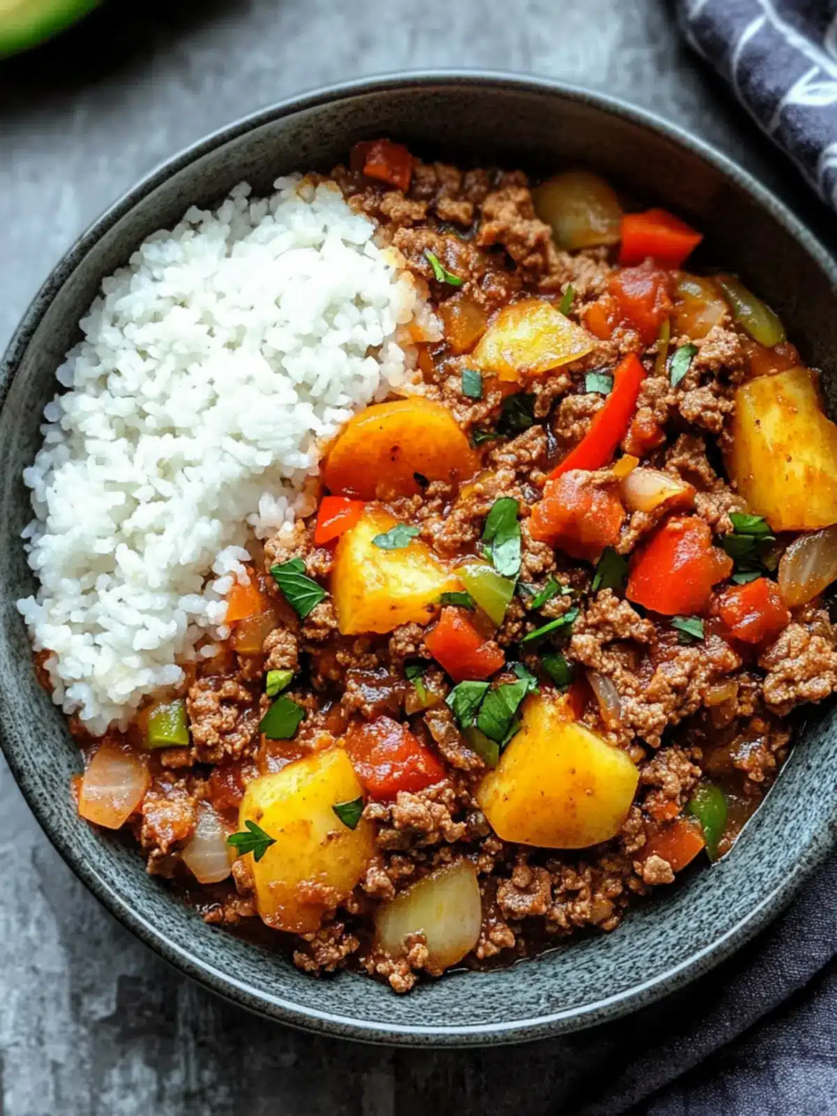 Filipino Picadillo with Fried Egg and Savory Plantains 4 Filipino Picadillo