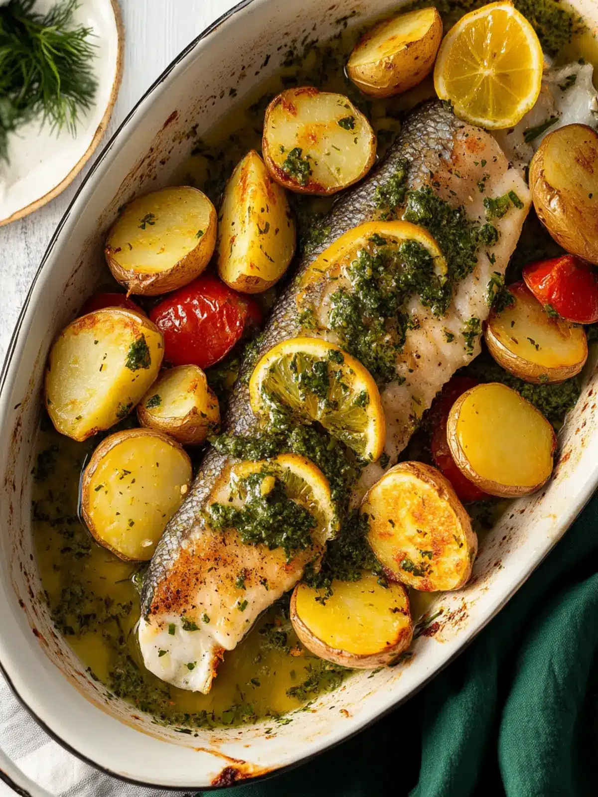 Baked Fish & Potatoes with Citrus Herb Dressing Bliss 2 Baked Fish & Potatoes with Citrus Herb Dressing