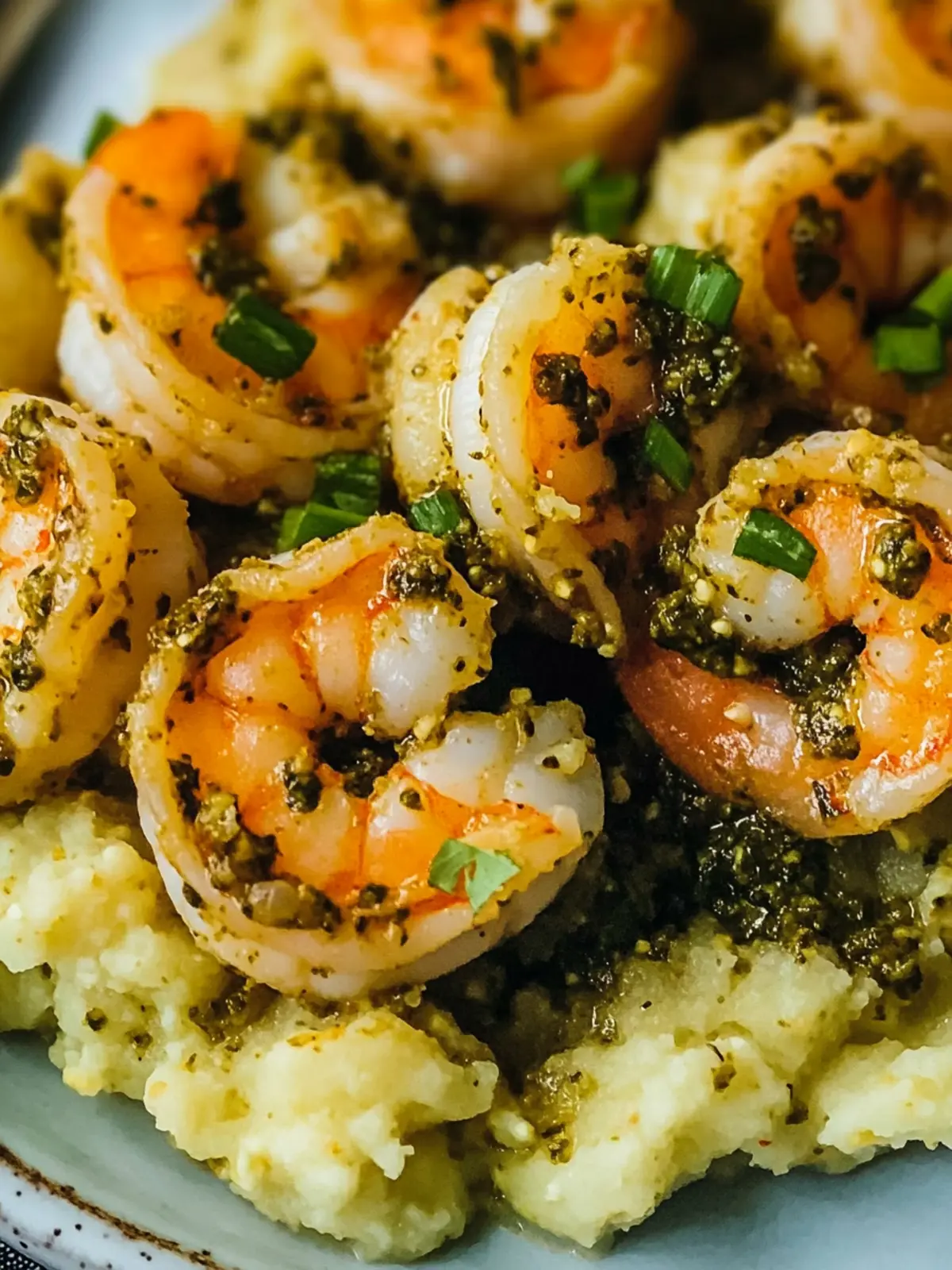 Pesto Shrimp Over Cauliflower Mash: A Low-Carb Delight! 2 Pesto Shrimp Over Cauliflower Mash