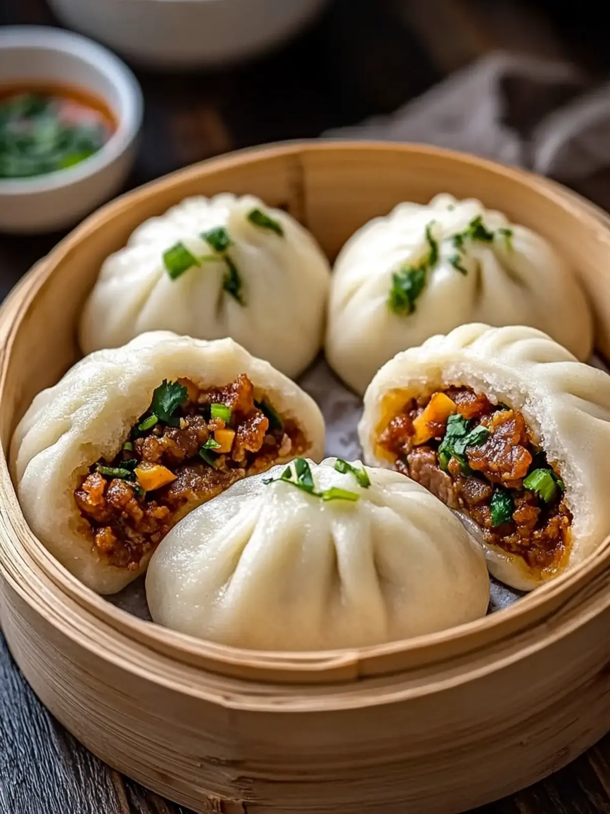 Make Fluffy Chinese Steamed Bao Buns Stuffed with Meat or Veggies! 2 Fluffy Chinese Steamed Bao Buns Stuffed with Meat or Veggies
