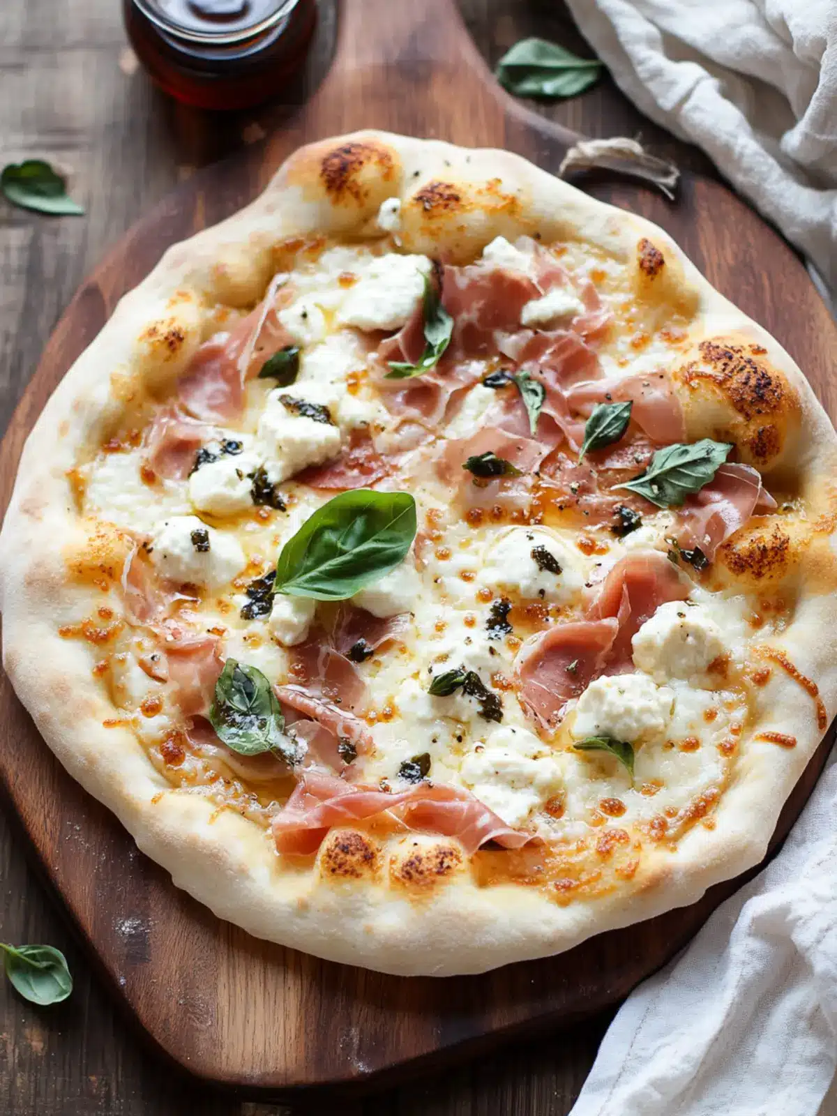 Savory White Pizza with Prosciutto & Hot Honey Surprise 4 White Pizza with Prosciutto & Hot Honey