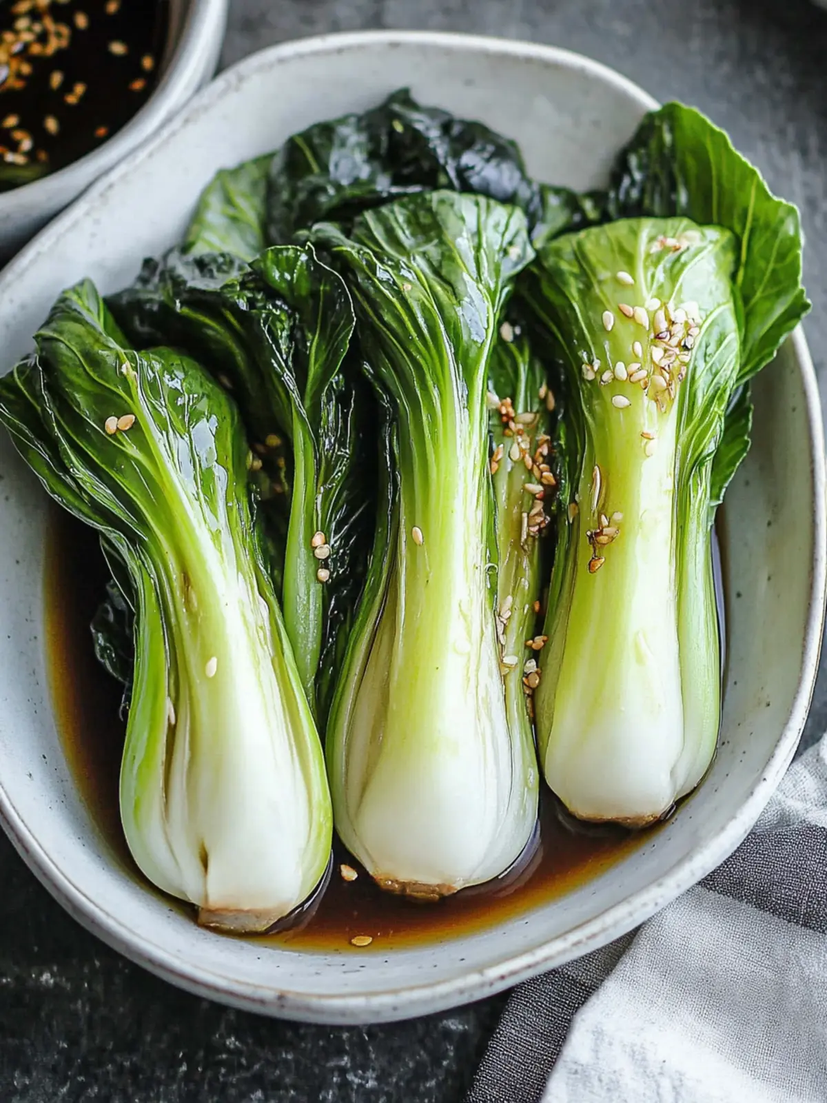 Sizzle Up Baby Bok Choy with Soy Sauce and Garlic Delight! 4 Baby Bok Choy with Soy Sauce and Garlic