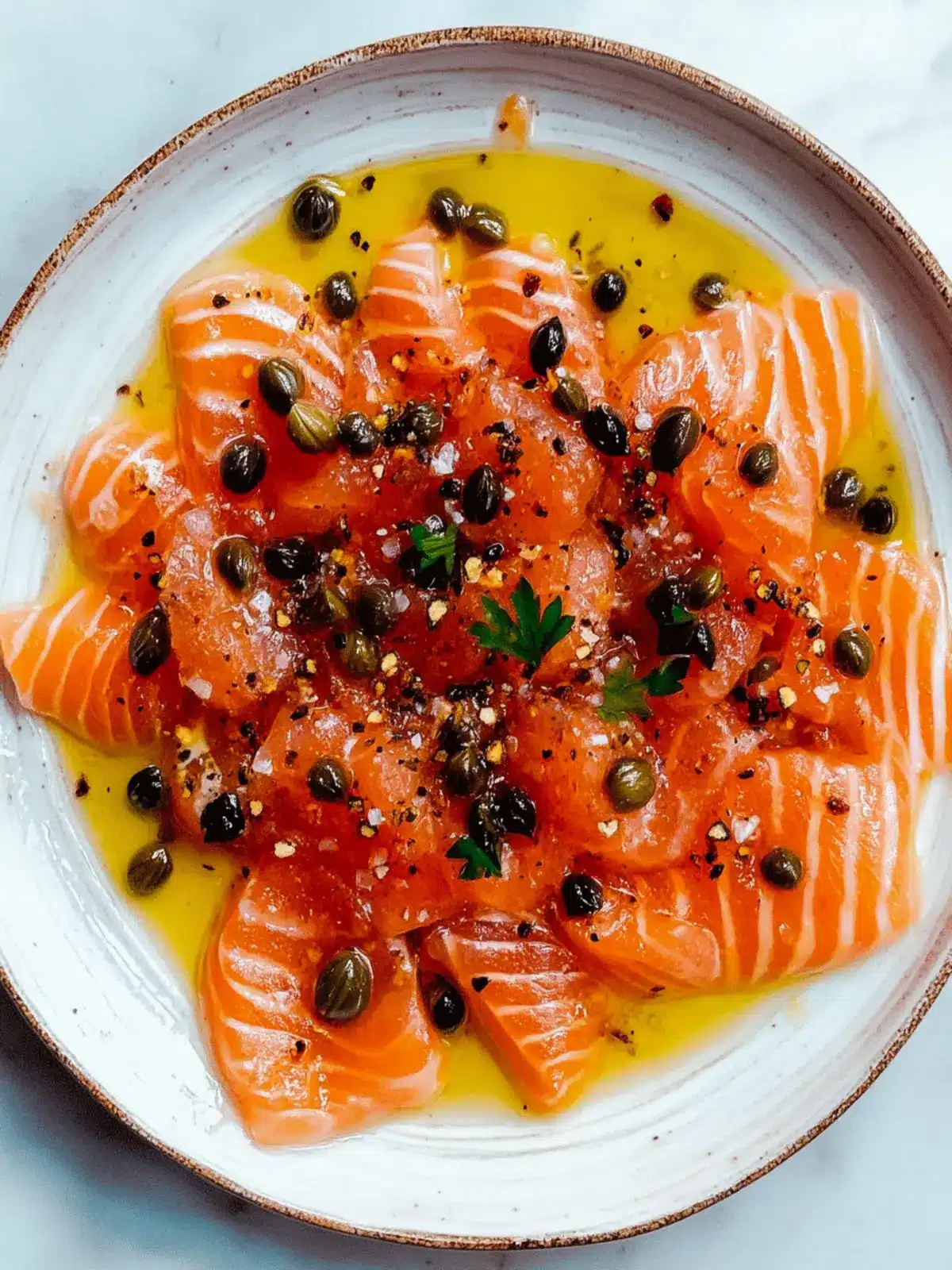 Spicy Salmon Crudo with Fried Capers for a Flavor Treat 2 Spicy Salmon Crudo with Fried Capers