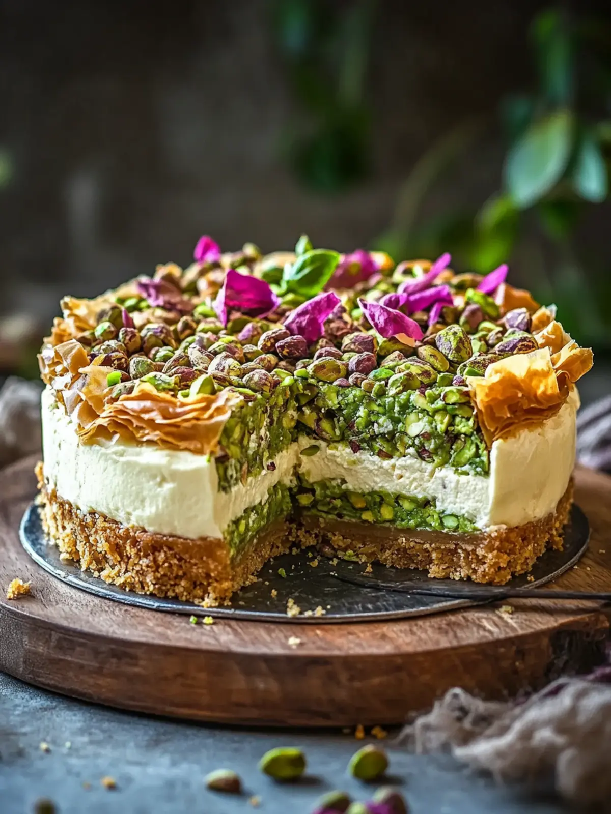 Baklava Pistachio Cheesecake: A Luxurious No-Bake Delight 3 Baklava Pistachio Cheesecake